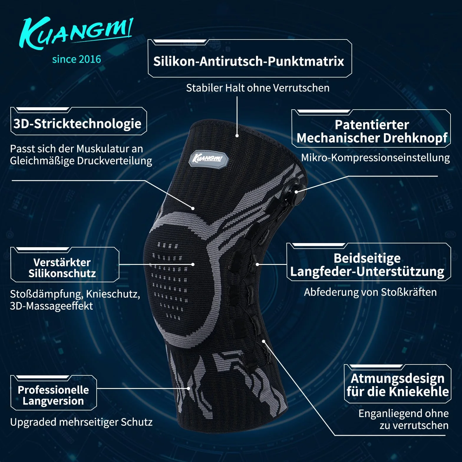 Stabilizator Kolana z Mechanicznym Pokrętłem Regulowana Kompresja B-L-XL