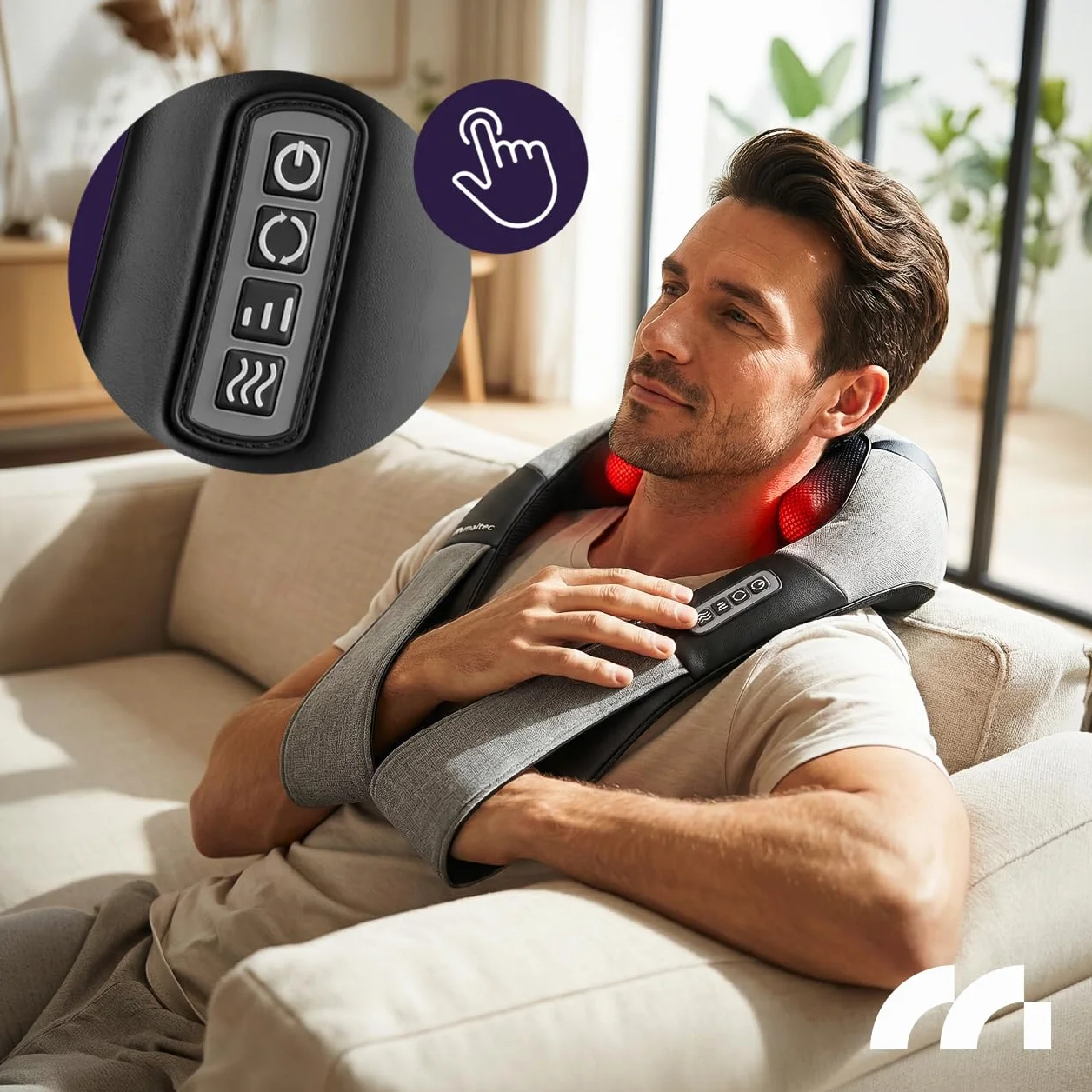 MalTec Masażer karku, pleców, karku, pas do masażu z funkcją rozgrzewania MAX-Comfy 2000, ergonomiczne wzornictwo
