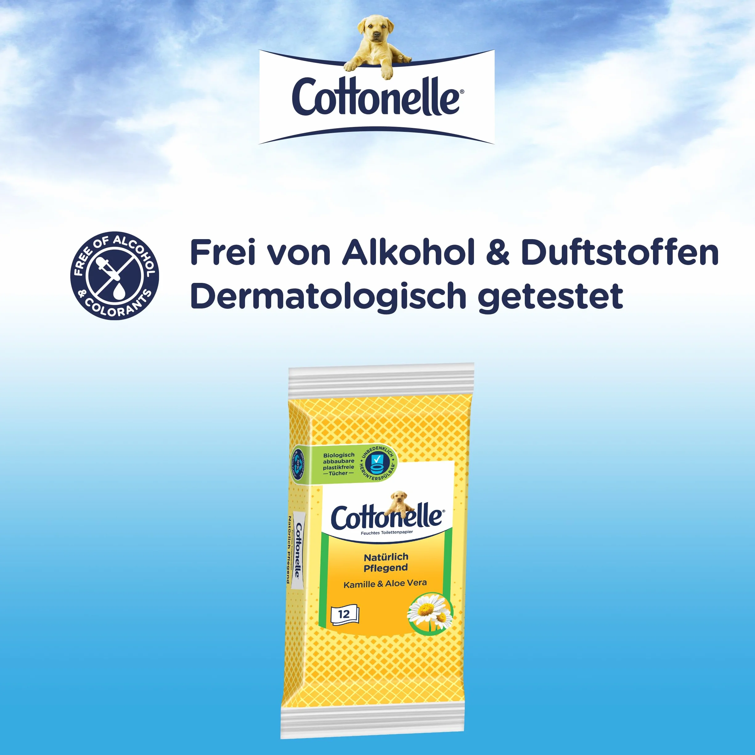 Cottonelle Wilgotny papier toaletowy do podróży rumianek i aloes biodegradowalny 20 x 12 ściereczek