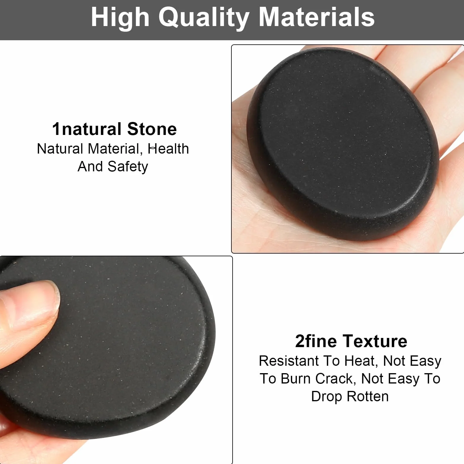Hot Stone zestaw do masażu, 9 sztuk, kamienie bazaltowe, duże kamienie do masażu, kamienie do masażu, nadają się do spa, dla użytkowników prywatnych, do masażu, relaksu