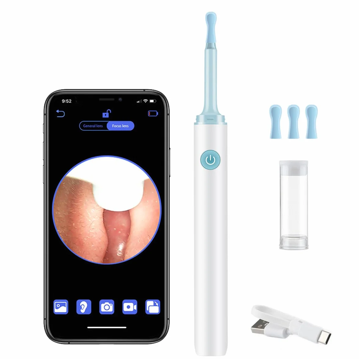 LANMOU otoskop usuwacz woskowiny usznej z kamerą 1080P HD, 6 diod LED, IP67 wodoodporny dla iPhone