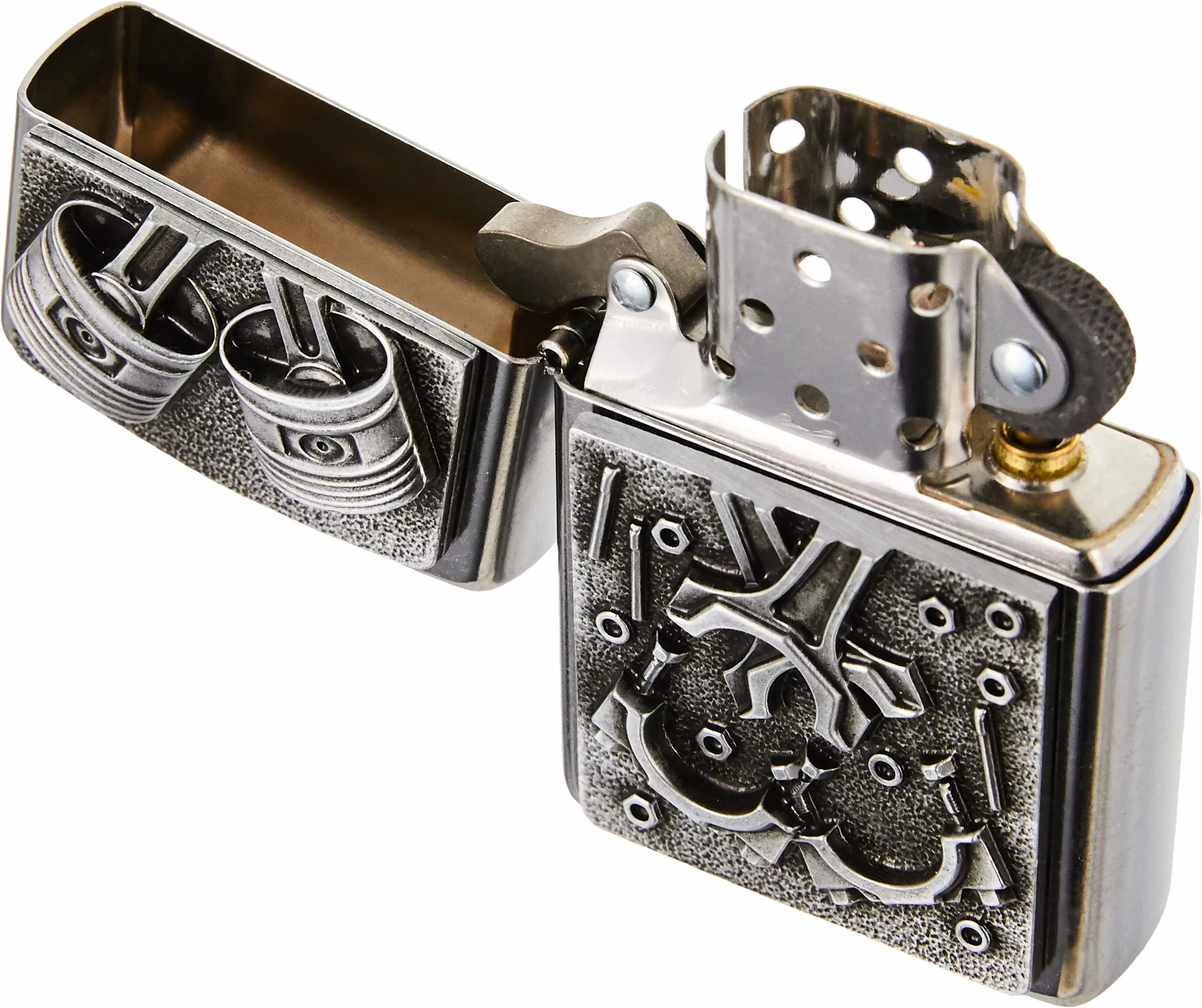 Zippo Zapalniczka Sztormowa, Części Silnika, Street Chrome, Emblemat, do Napełniania, Wielokrotnego Użytku, Odporna na Wiatr, Pudełko Prezentowe, Wyprodukowana w USA