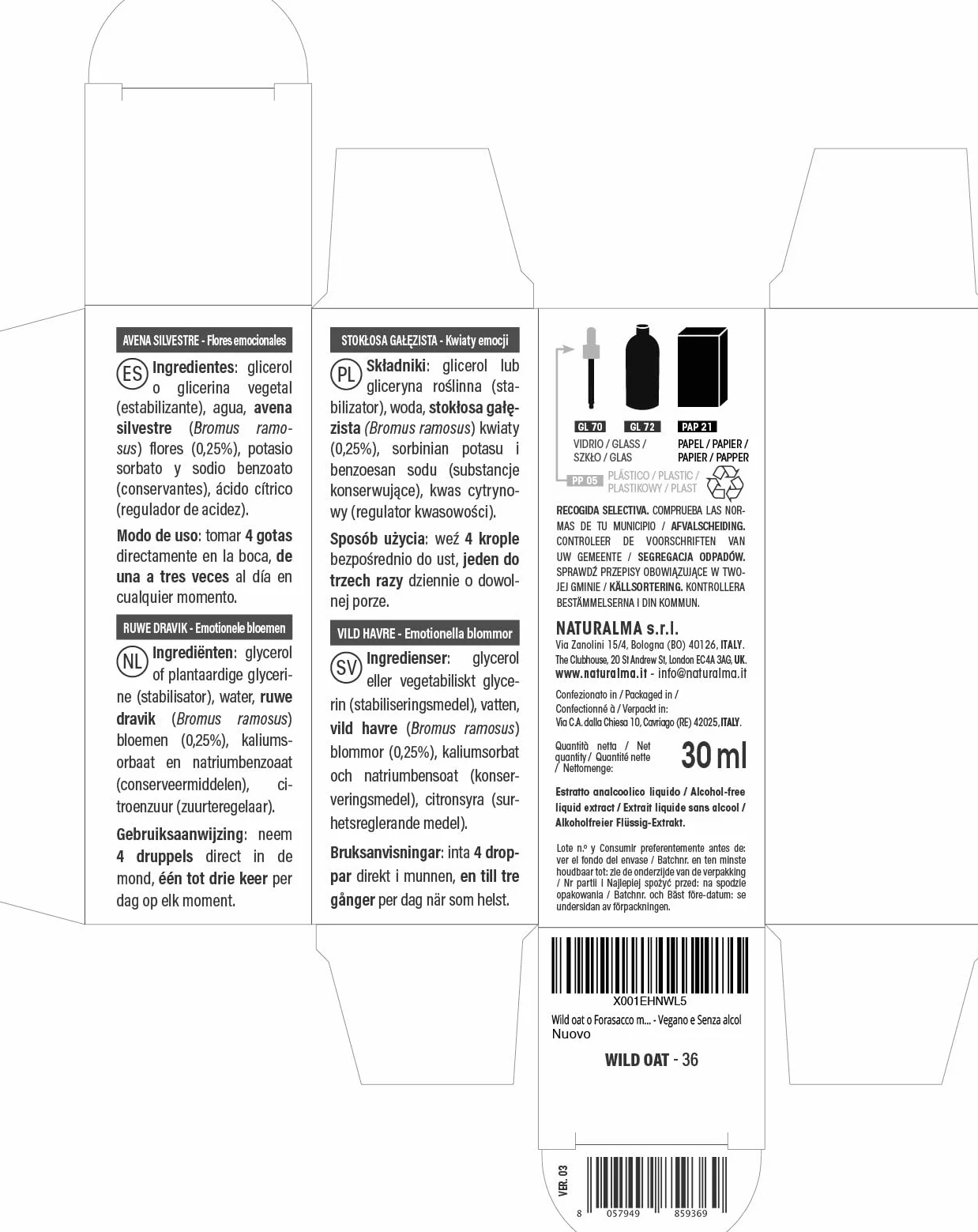 Naturalma Krople 30 ml Płynny ekstrakt bezalkoholowy Esencje kwiatowe Wegański