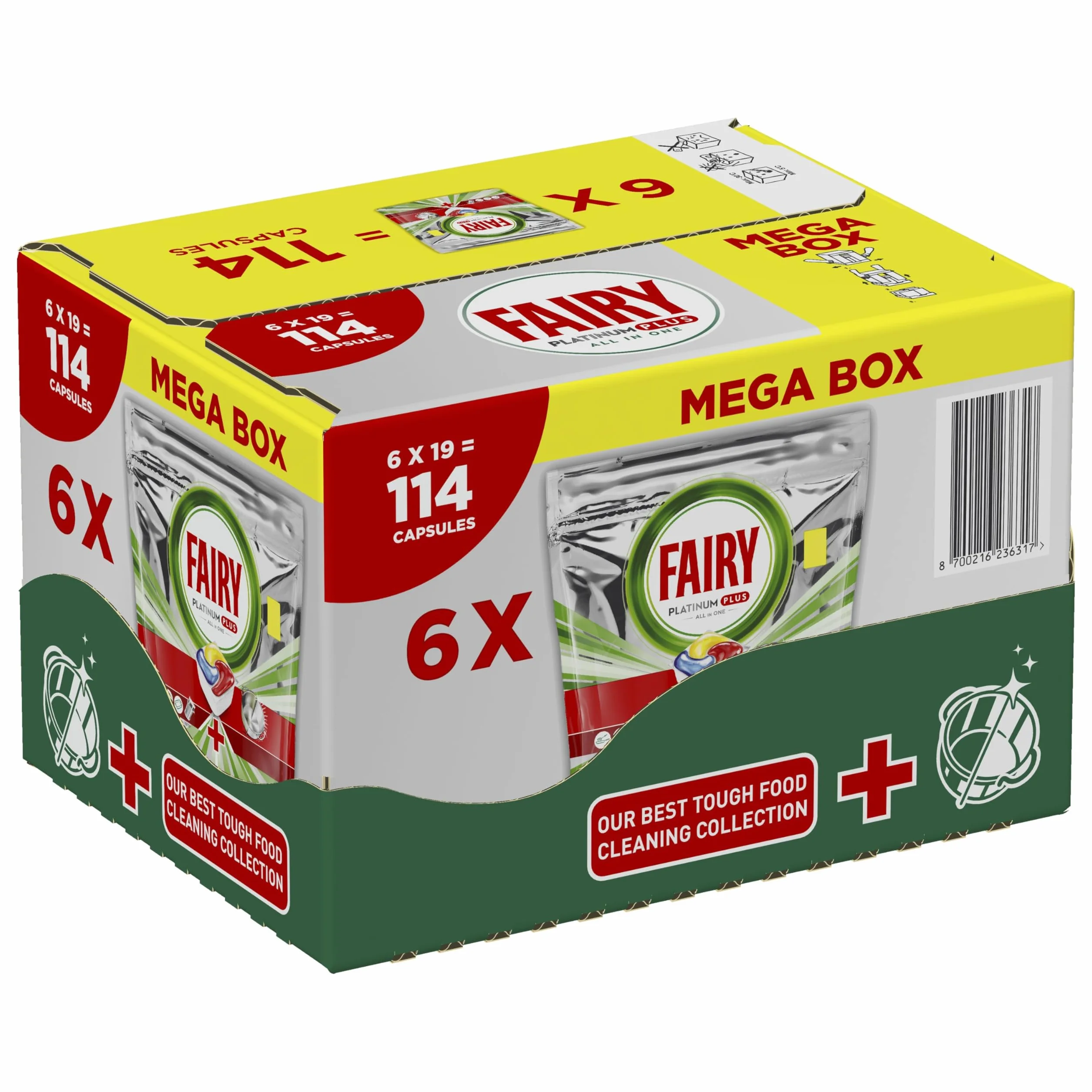 Fairy Platinum Plus Tabletki do zmywarki All in One Cytryna 114 tabletek