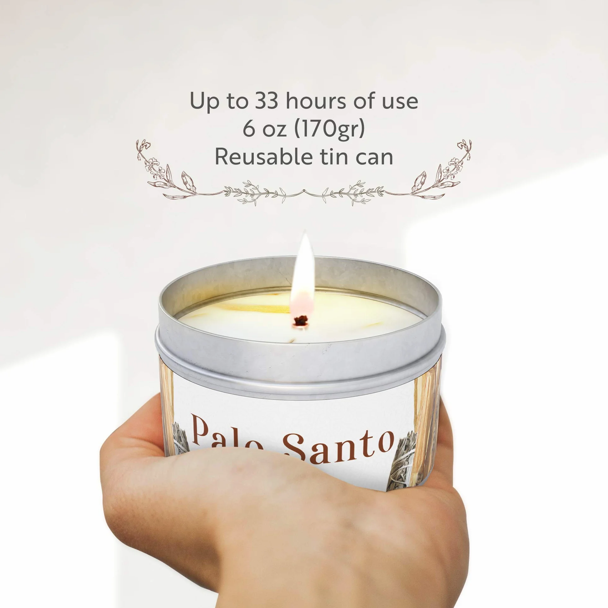 Palo Santo, świeca zapachowa do aromaterapii, oczyszczania powietrza, duchowego uzdrawiania i czakrami, z kawałkami wosku sojowego do relaksu i medytacji
