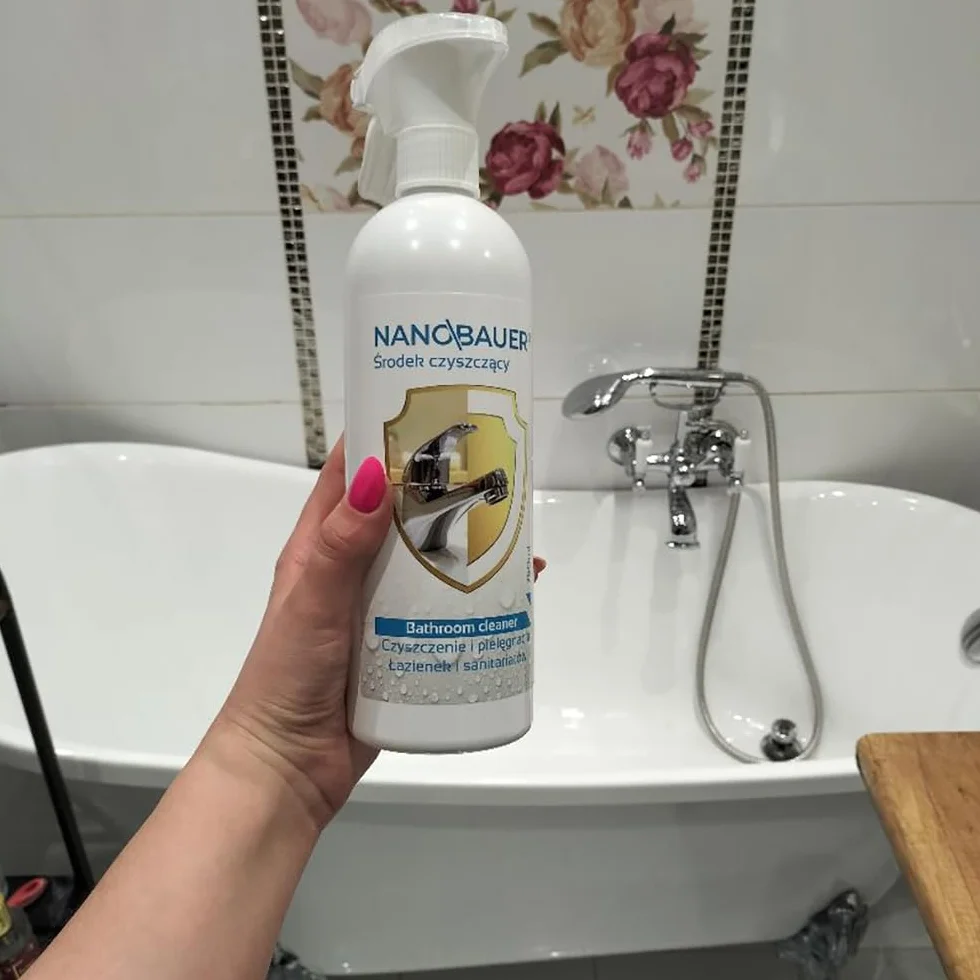 Supermocny i skuteczny środek do czyszczenia łazienek | NANOBAUER Bathroom Cleaner | Środek do czyszczenia armatury, ceramiki i łazienek | Pojemność 750 ml