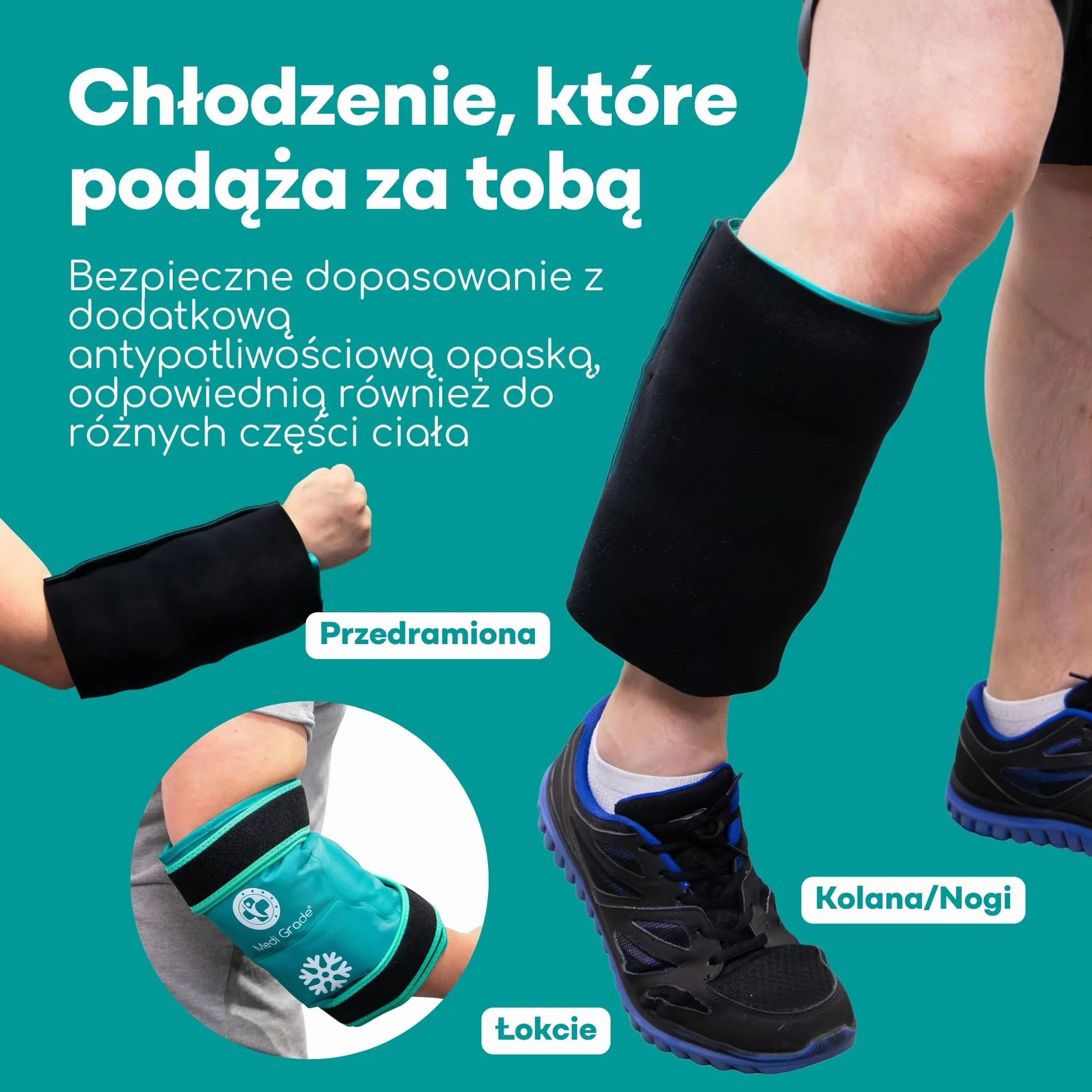 Medi Grade Kompres Żelowy Chłodzący Na Kolano – Dwuwarstwowy Okład Chłodzący z Pokrowcem – Wielorazowy