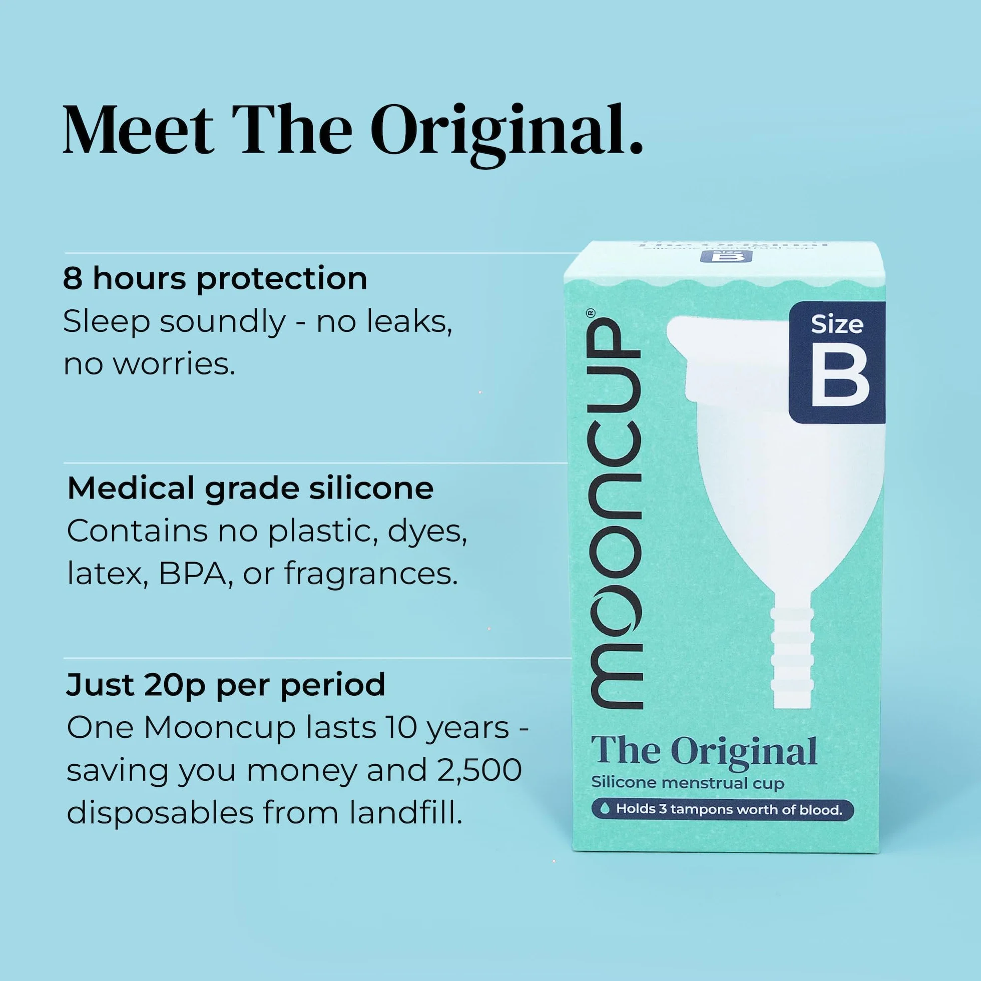 Mooncup silikonowy kubeczek menstruacyjny wielokrotnego użytku rozmiar B 30 lat lub mniej