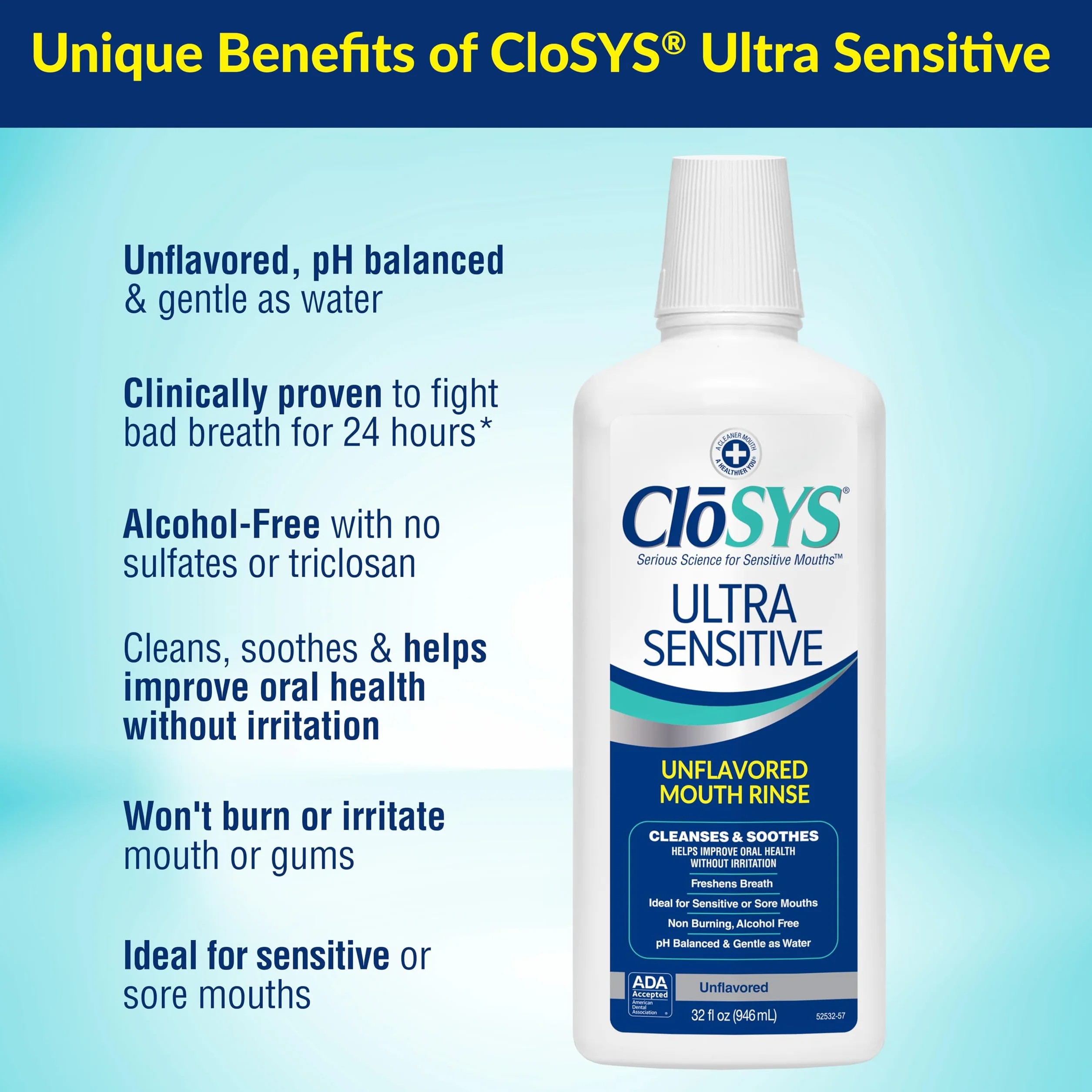closys Oryginalny bez smaku płyn do płukania ust bez alkoholu 32 oz