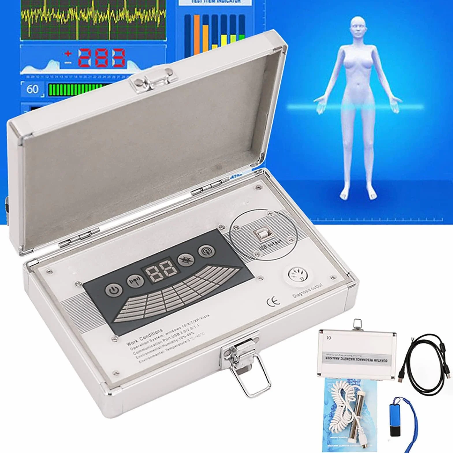 Quantum Magnetic Resonance Analyzer Biorezonans Machine 61 raportów Zestaw