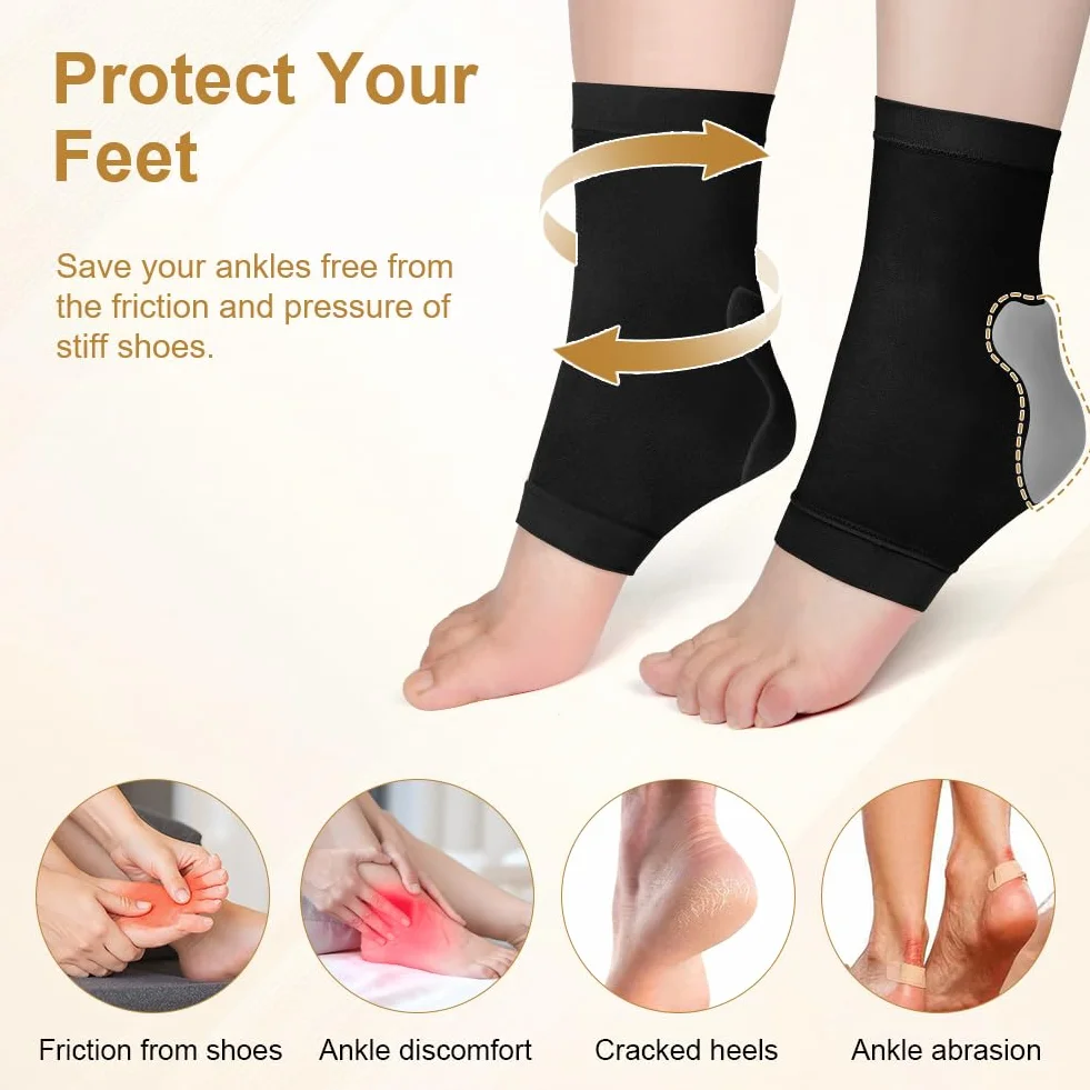 Achilles Tendonitis Heel Protector skarpety, 2 pary bandaży na staw skokowy, Achilles Tendon Support Compression Compression Padded Sleeve Socks na zapalenie powięzi podeszwowej, artretyzmu
