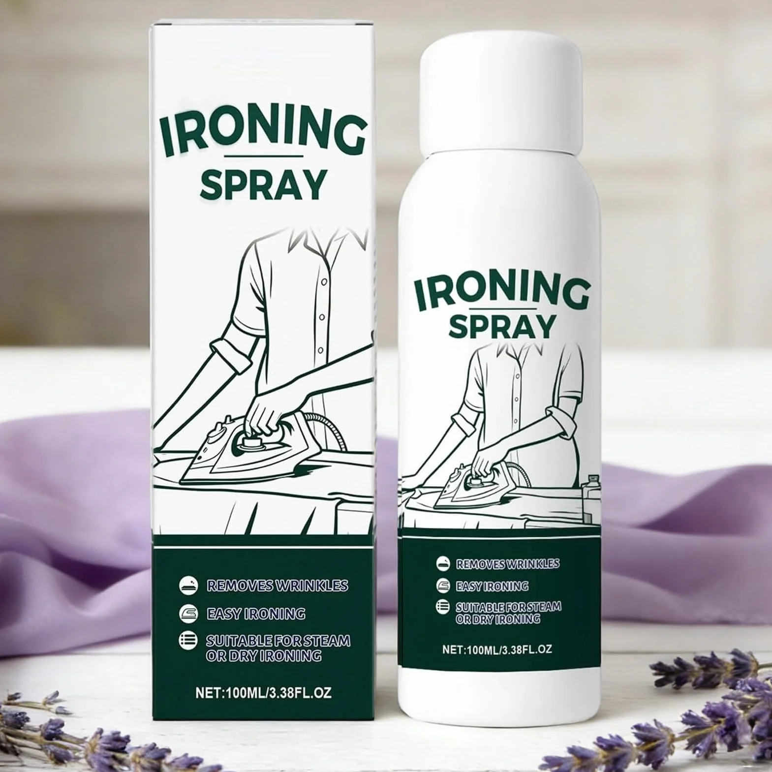 Fabric Iron Starch Spray 100 ml Travel Size Heavy Hold Remover for Cotton Wool Linen Polyester Silk
