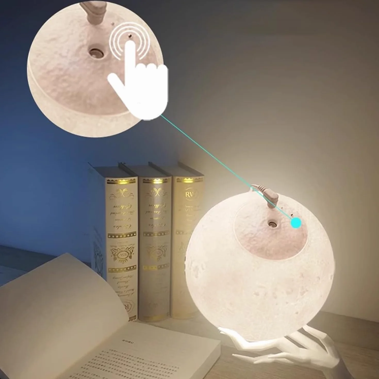 Dyfuzor olejków eterycznych lampka nocna księżyc, 3 tryby oświetlenia, ultradźwiękowy nawilżacz USB do domu, sypialni, biura