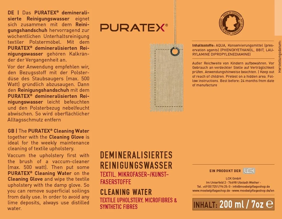 LCK PURATEX zestaw do pielęgnacji tekstyliów do wszystkich materiałów na meblach z wyjątkiem jedwabiu. Czyszczenie Pielęgnacja Impregnacja