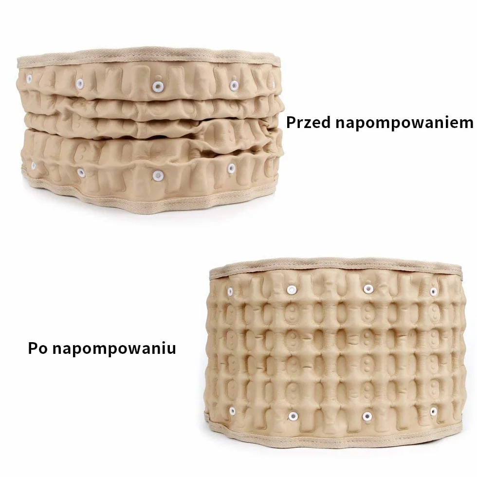 HONGJING Nadmuchiwany pas dekompresyjny lędźwiowy do łagodzenia bólu pleców, jeden rozmiar 29-49