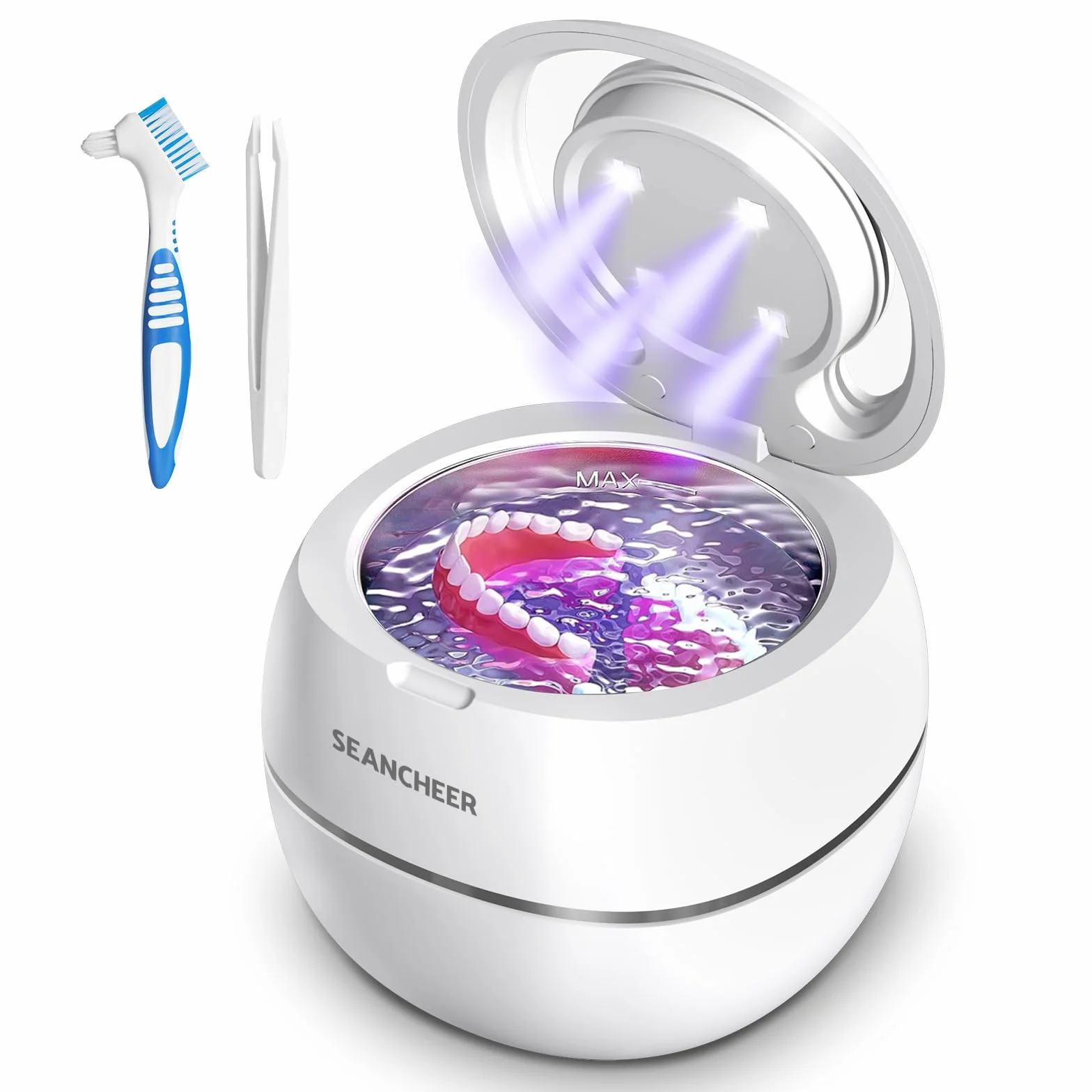 SEANCHEER Czyszczarka ultradźwiękowa 48kHz 180ML UV do protez retainerów alignerów szyn zębowych