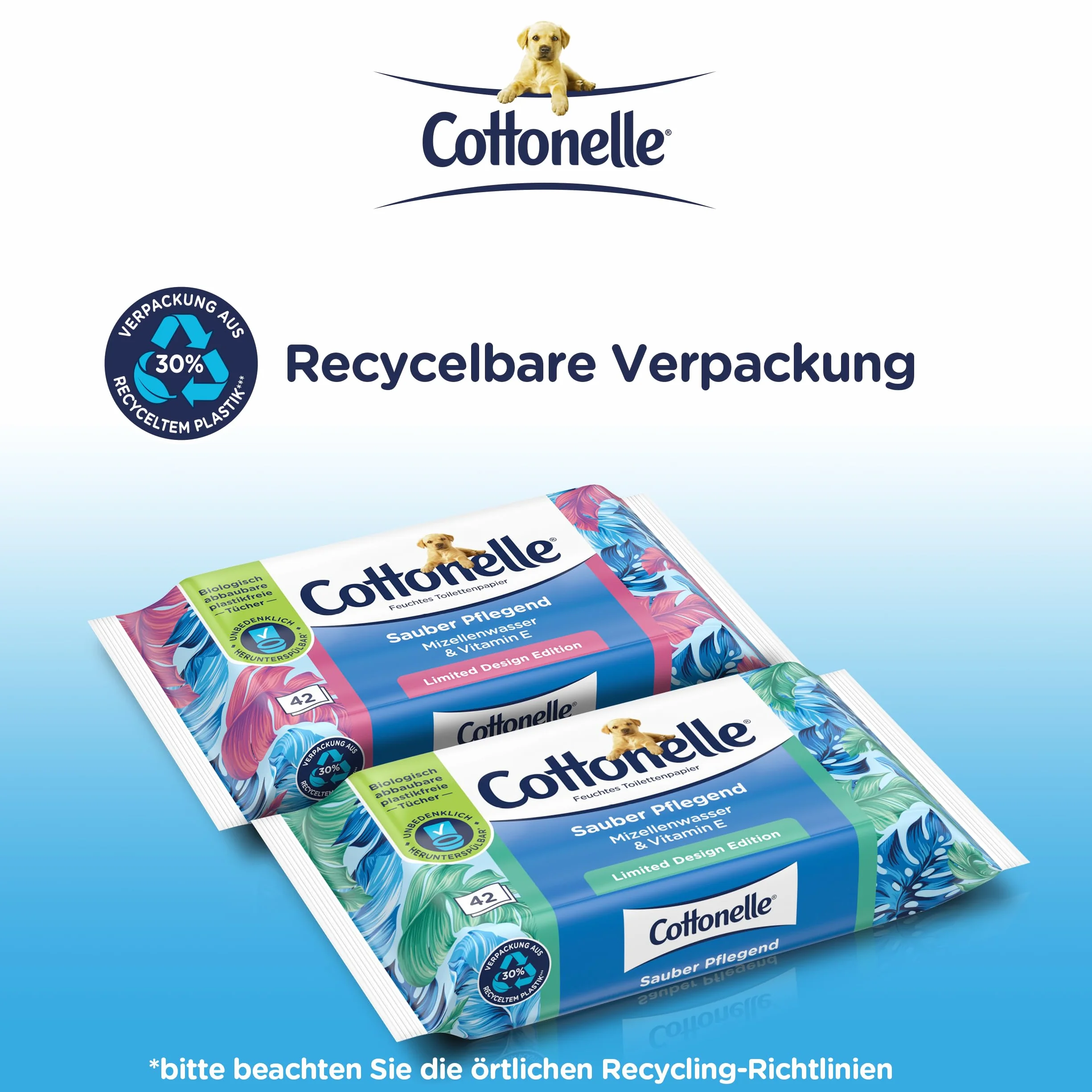 Cottonelle Wilgotny papier toaletowy, czysto pielęgnujący – woda micelarna i zapach bawełny, biodegradowalny, nie zawiera plastiku, możliwość ponownego zamknięcia, opakowanie ekonomiczne, 12 x 42