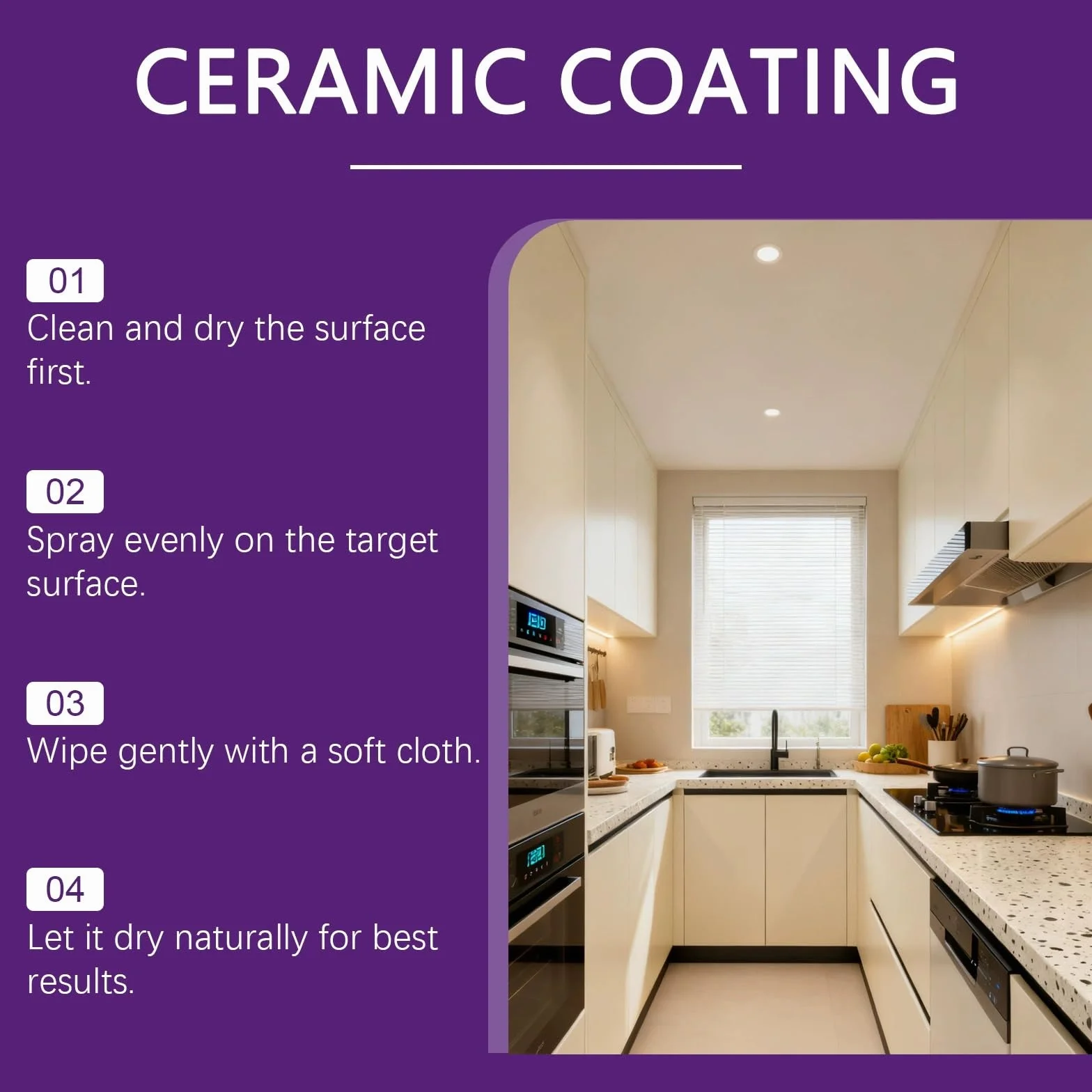 Spray do powlekania ceramicznego do stali nierdzewnej, hydrofobowa ochrona, środek czyszczący i uszczelniacz