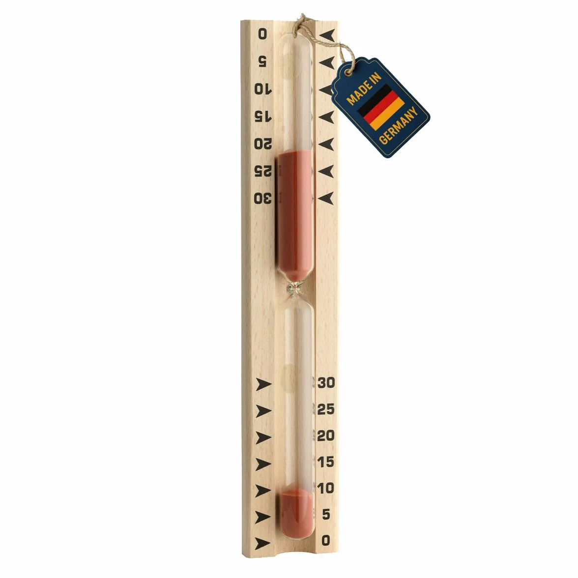 TFA Dostmann Klepsydra do sauny, 40.1046, z buku, akcesoria do sauny, od 0 do 30 minut, brązowo-czerwony, dł. 52 x szer. 33 x wys. 286 mm