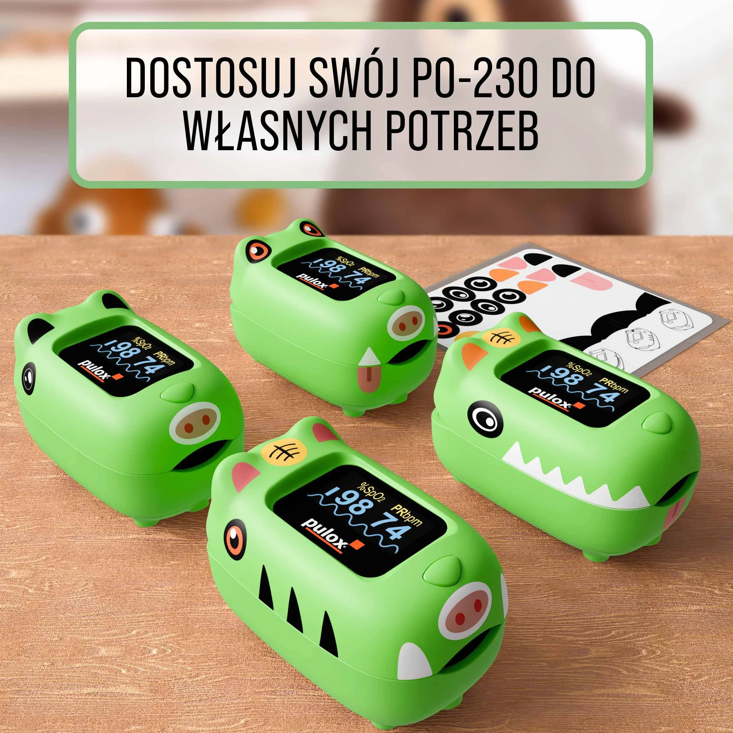 Pulox PO-230 Pulsoksymetr dla dzieci zielony pomiar saturacji tlenem i tętna