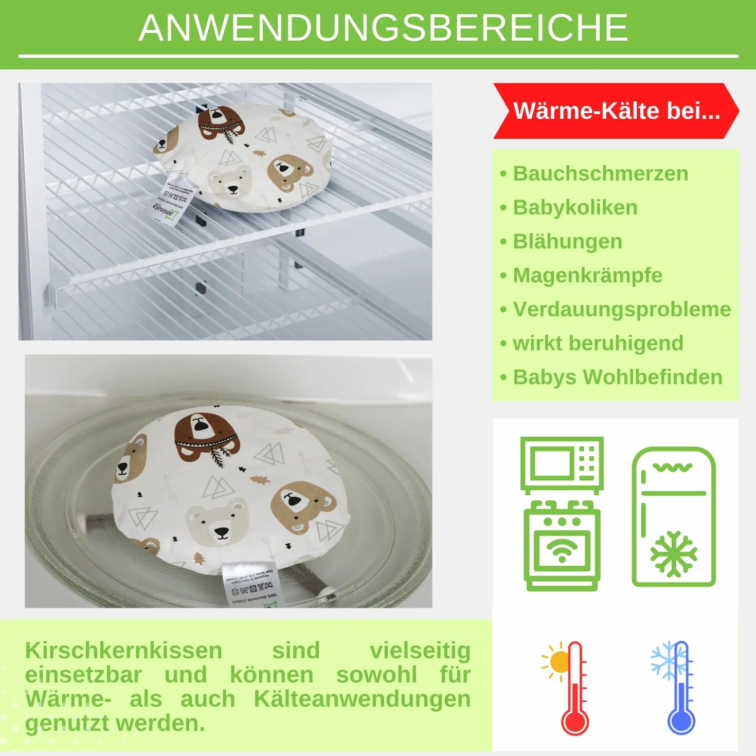 Poduszka z pestkami wiśni rozgrzewająca dla niemowląt 15 cm