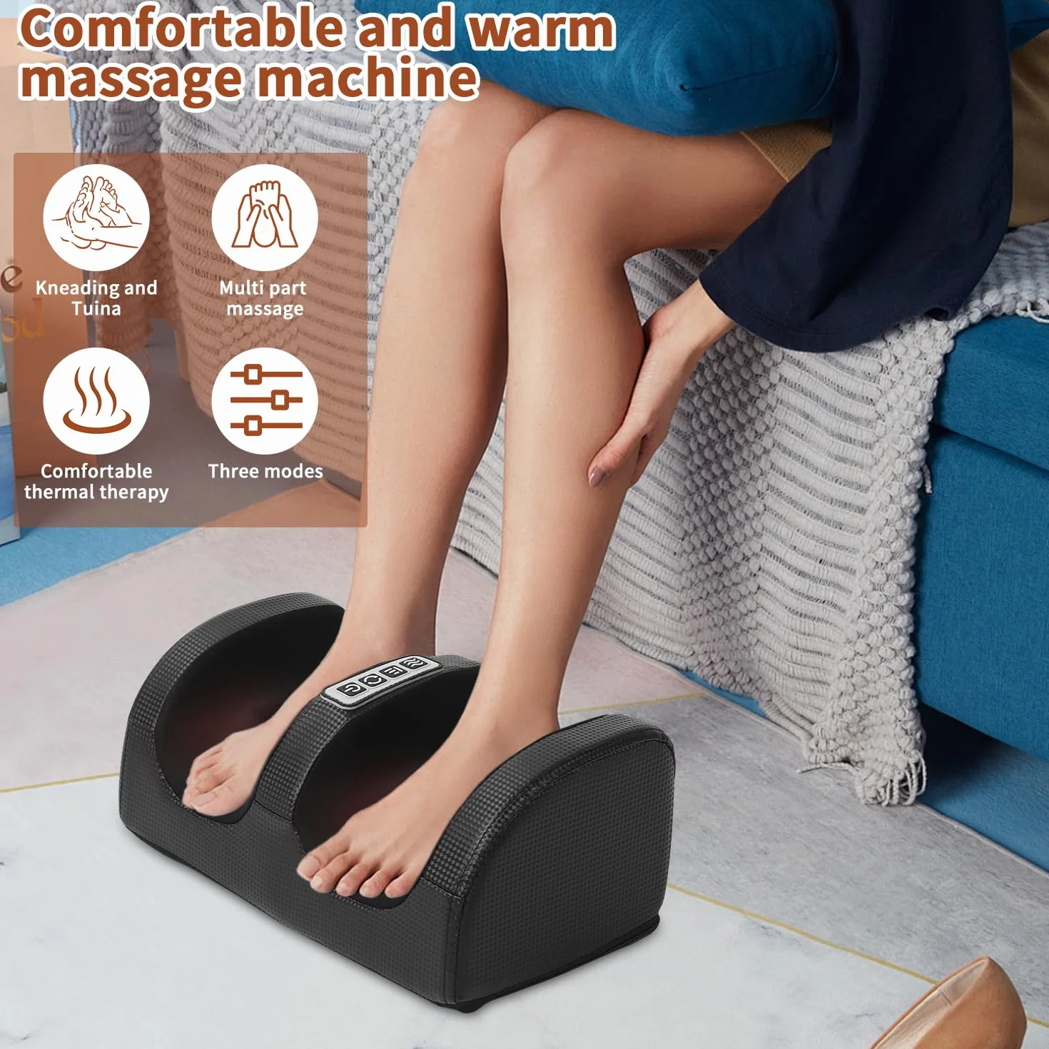 Shiatsu masażer do stóp z funkcją podgrzewania, masażer na nogi, głęboki masaż tkanek z funkcją podgrzewania, masażer z wałkami, elektryczny masażer stóp, prezent dla rodziców i przyjaciół