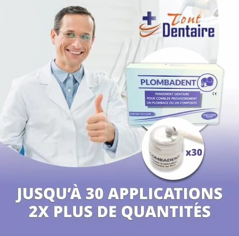 Opatrunek dentystyczny do zatykania próchnicy, wypełnienia dziury, wypełnienia lub amalgamatu. 100% francuska produkcja - gotowa do użycia pasta szybko twardniej; + 30 aplikacji.