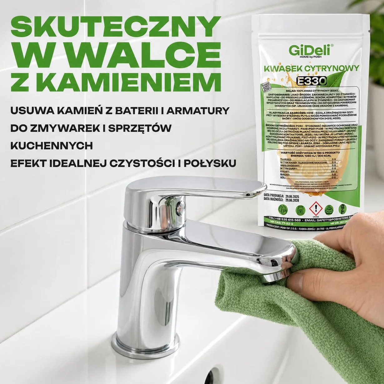 GiDeli Kwas Cytrynowy 2x1kg - E330 Jakość Spożywcza w Proszku - Regulator Kwasowości Idealny do Czyszczenia, Odkamieniania, Pieczenia i Gotowania - Produkt Naturalny bez GMO
