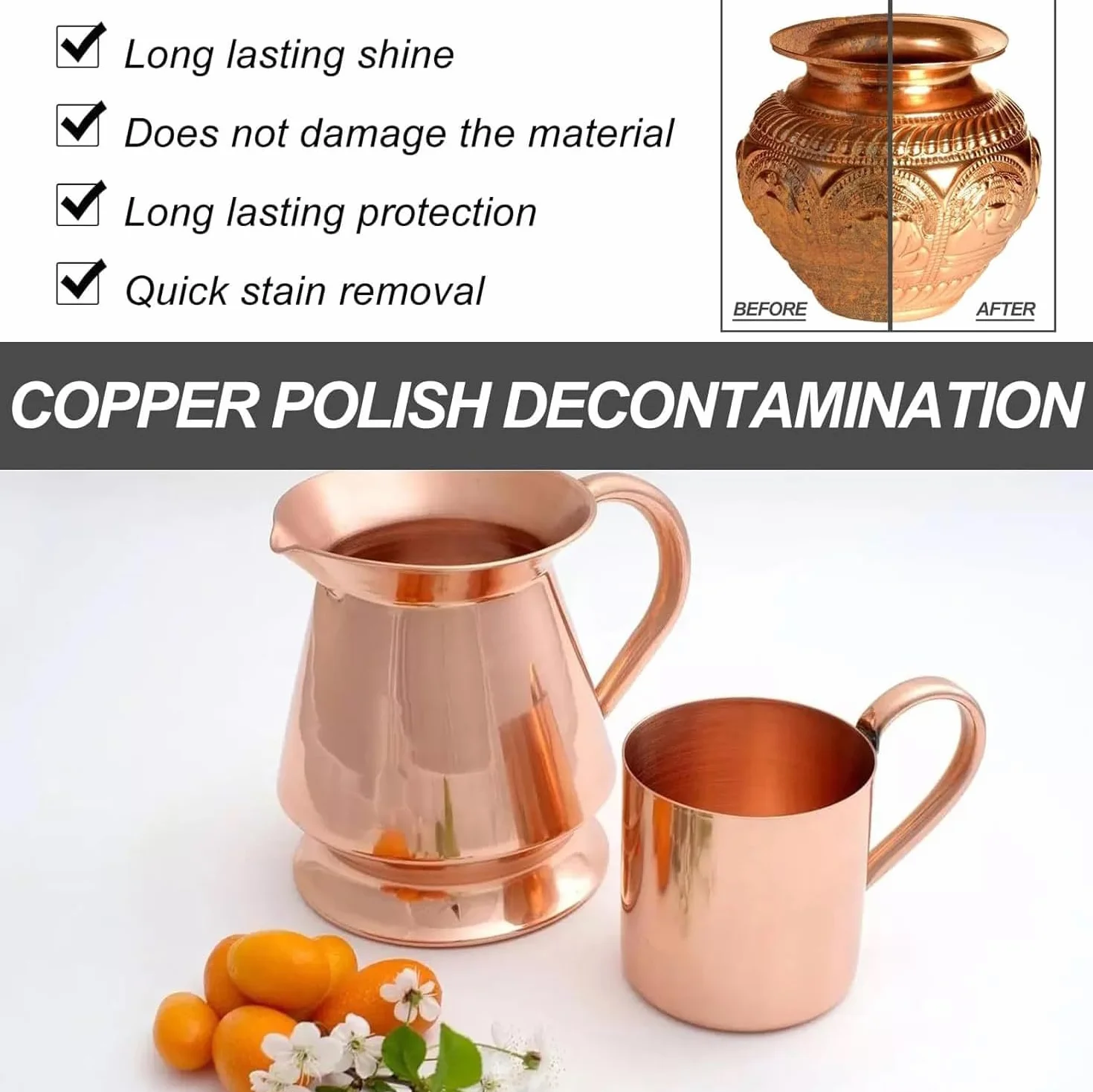 Instant Polishing & Cleaning Spray for Brass, Instant Brass and Copper Tarnish Remover, Brass Cleaner and Polish Spray, Metal Cleaner and Rust Remover, for Antiques, Cookware (2 Pcs)