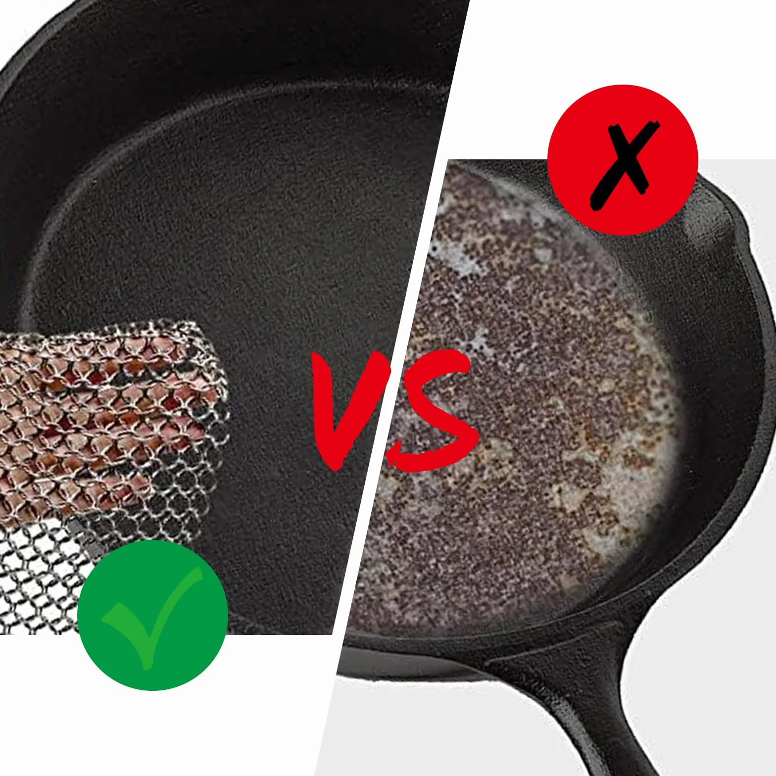 Środek do czyszczenia żeliwa ze stali nierdzewnej, skrobak Chainmail z wytrzymałym plastikowym skrobaczem do grilla i samoprzylepnymi haczykami do czyszczenia patelni żeliwnych lub woków i więcej