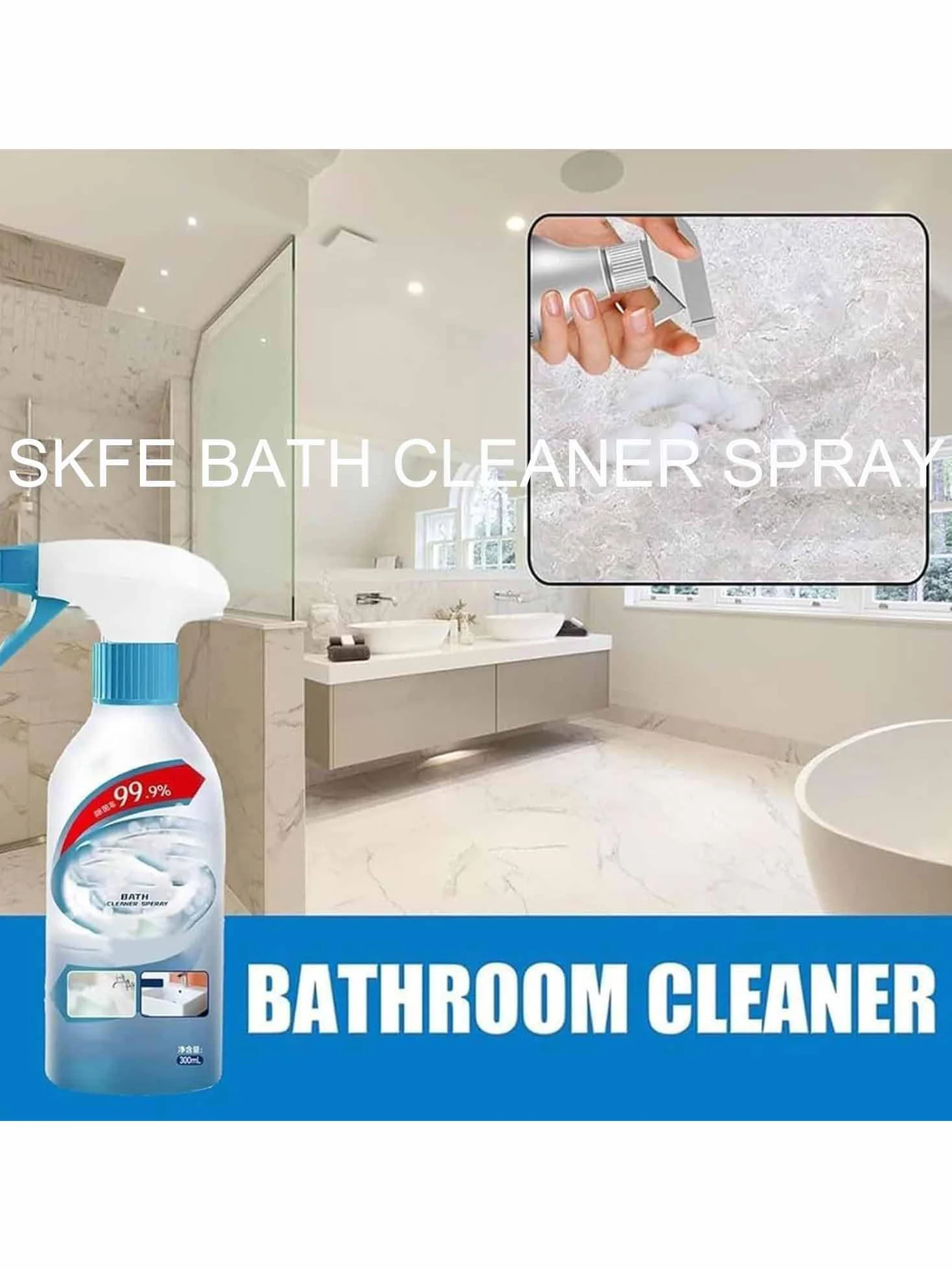 Skfe Środek do czyszczenia wanny w sprayu, do trudnych plam, do łazienki, toalety, prysznica (2)