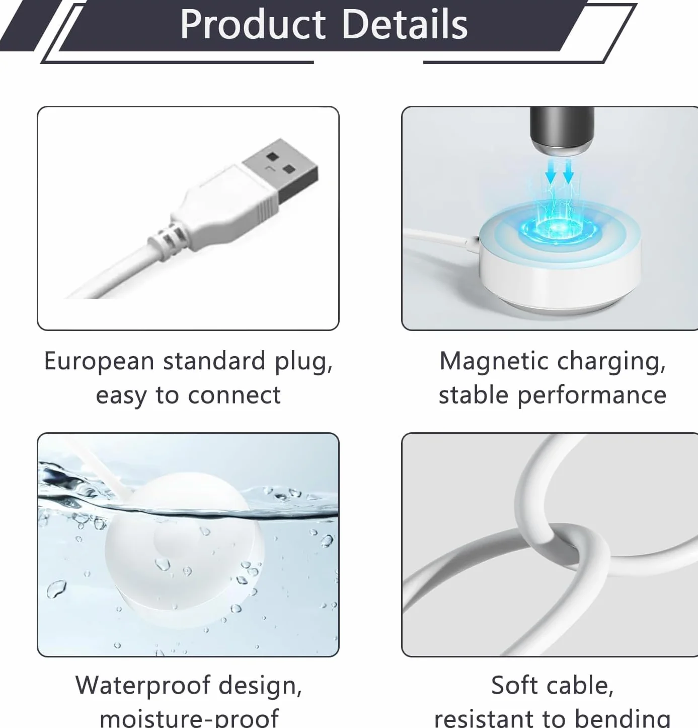 Stacja Ładowania Kompatybilna z Braun Oral-B iO Series 7 8 9, Ładowarka do Serii Oral B iO, Kabel USB, Zamiennik Modelu 3768, Charging Base