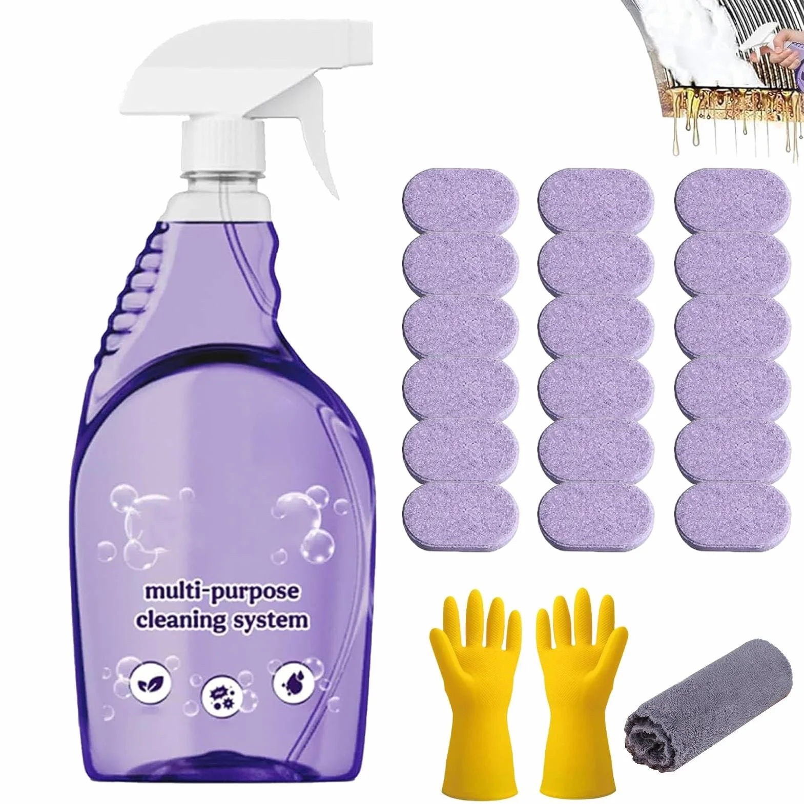 Dr Clean Spray do piekarników ze skoncentrowanymi tabletkami czyszczącymi, uniwersalny do natychmiastowego usuwania plam