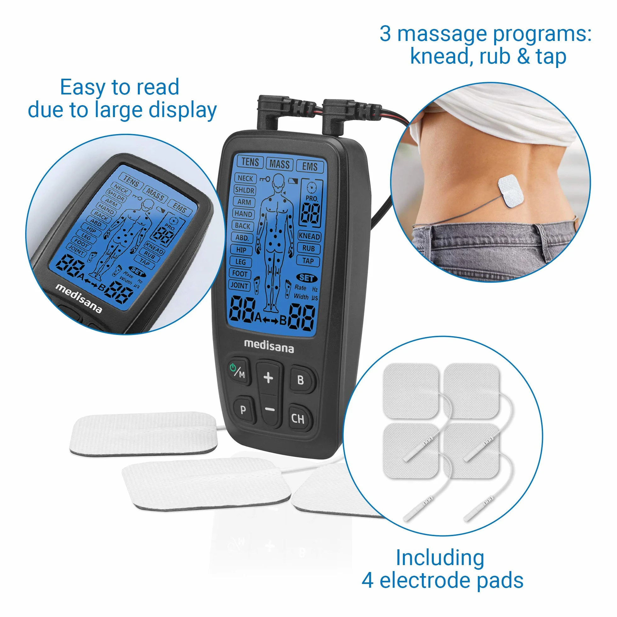 Medisana TT 205 TENS aparat do stymulacji EMS 60 programów 4 elektrody