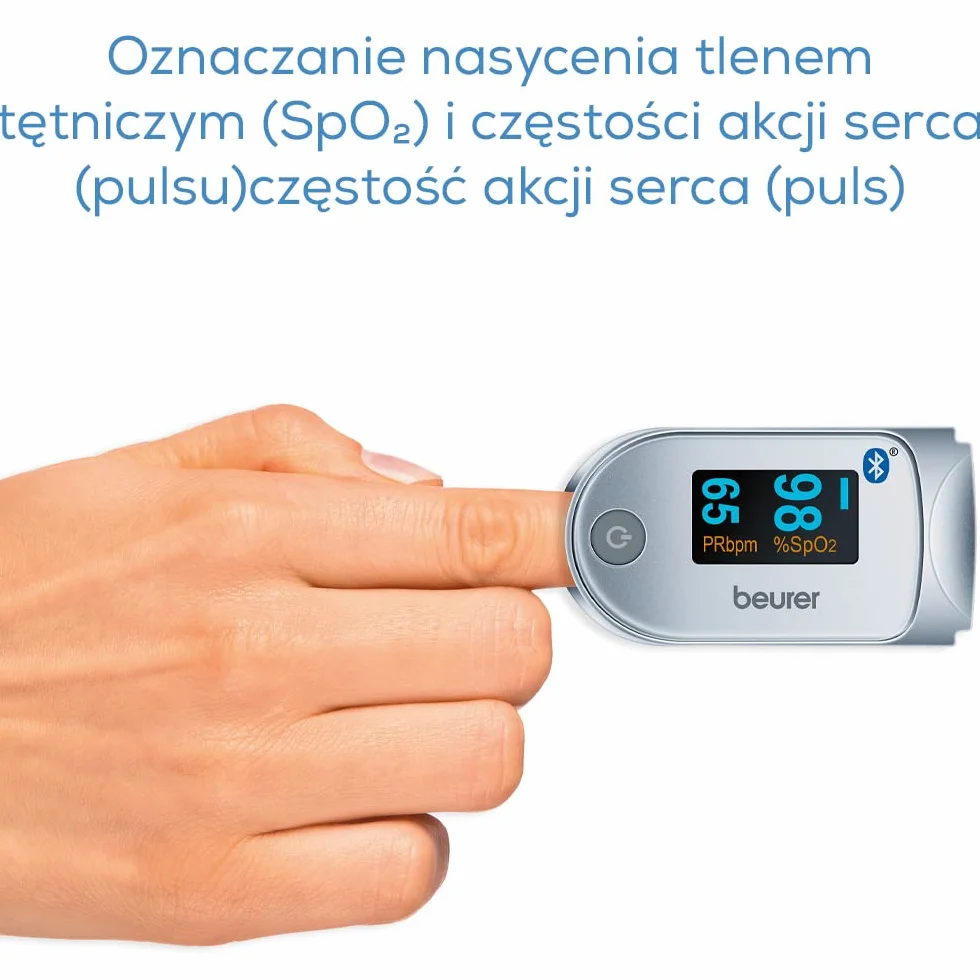 Beurer PO 60 Pulsoksymetr z Bluetooth, określenie nasycenia krwi tlenem tętniczym