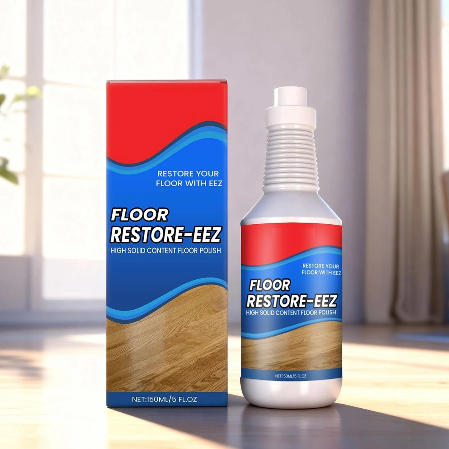 Floor Restore Solution, 150ml Wood Floor Agent, Flooring Renewal Liquid with Shine Effect, Polishing Care Solution, with Easy Application, Restoration for Living Room Bedroom Kitchen