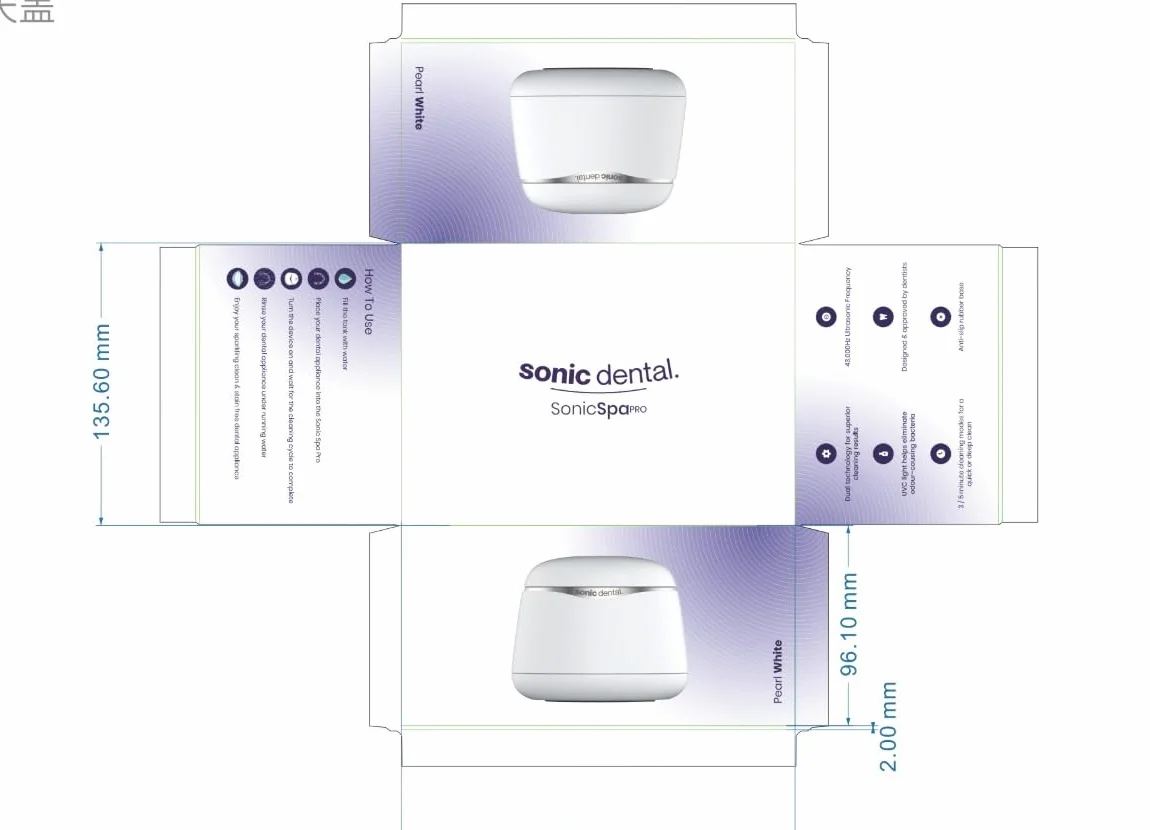 Sonic Pro Dental Cleaning Pod, 43kHz Ultrasonic Retainer Cleaner Machine for Dentures, Mouthguards, Braces, Aligners, Toothbrush Heads, Jewellery & All Dental Appliances (Pearl White)