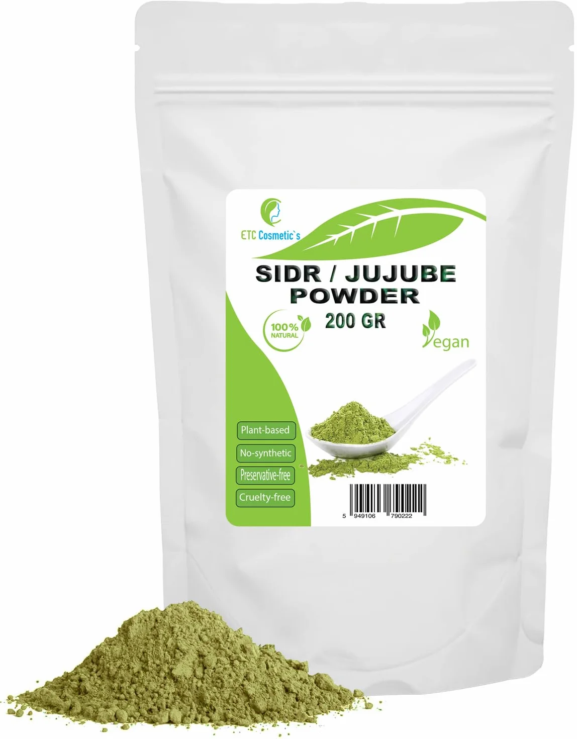 SIDR (JUKUBA) PROSZEK - 200 g - Naturalny proszek roślinny do oczyszczania | Odpowiedni dla wszystkich rodzajów włosów, w tym cienkich, słabych i uszkodzonych | 100% naturalny (200 g)