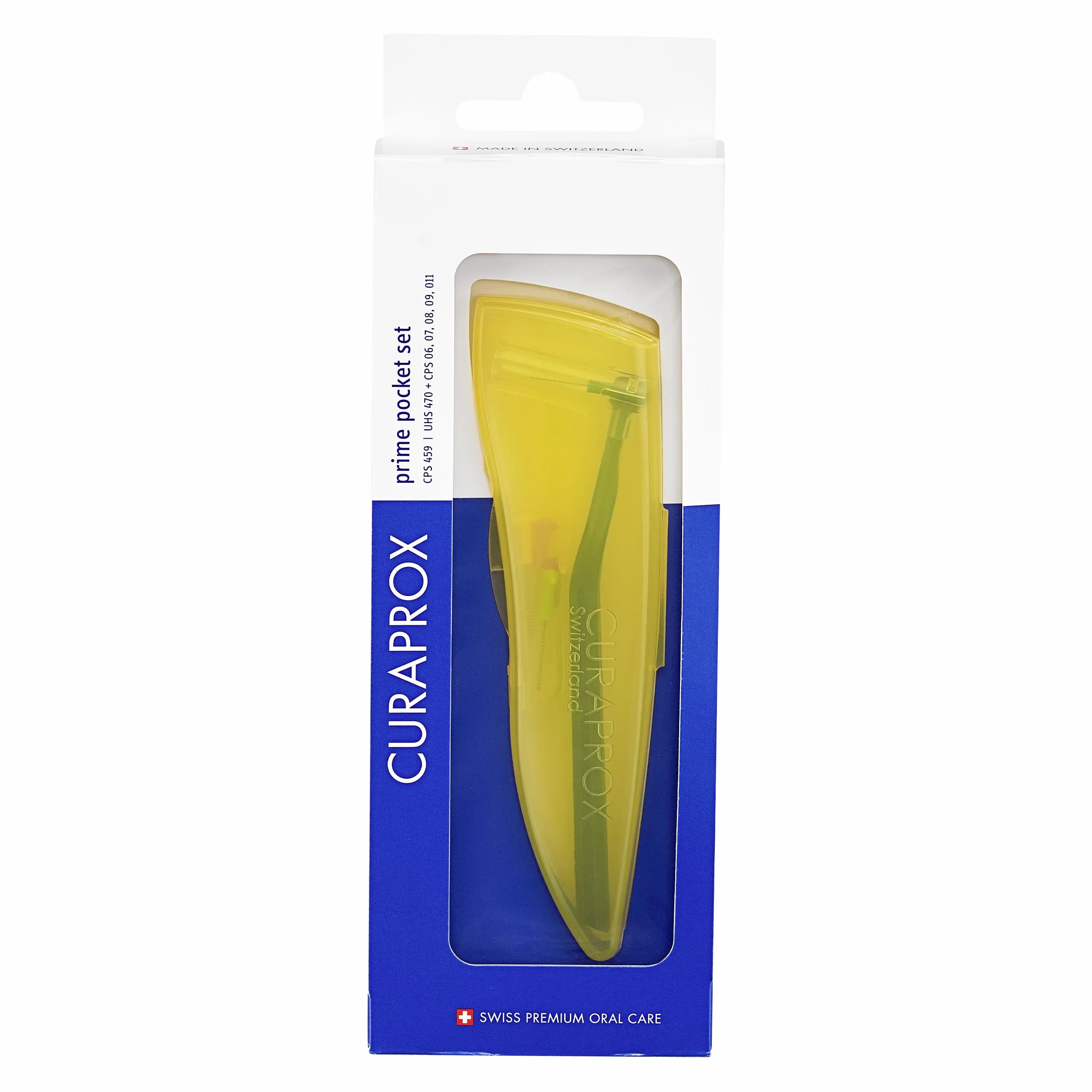 Curaprox Zestaw Szczotek międzyzębowych CPS 459 Prime Pocket Kit-do skutecznego czyszczenia wąskich przestrzeni/zawiera uchwyt i 5 rozmiarów szczotek/Made in Switzerland