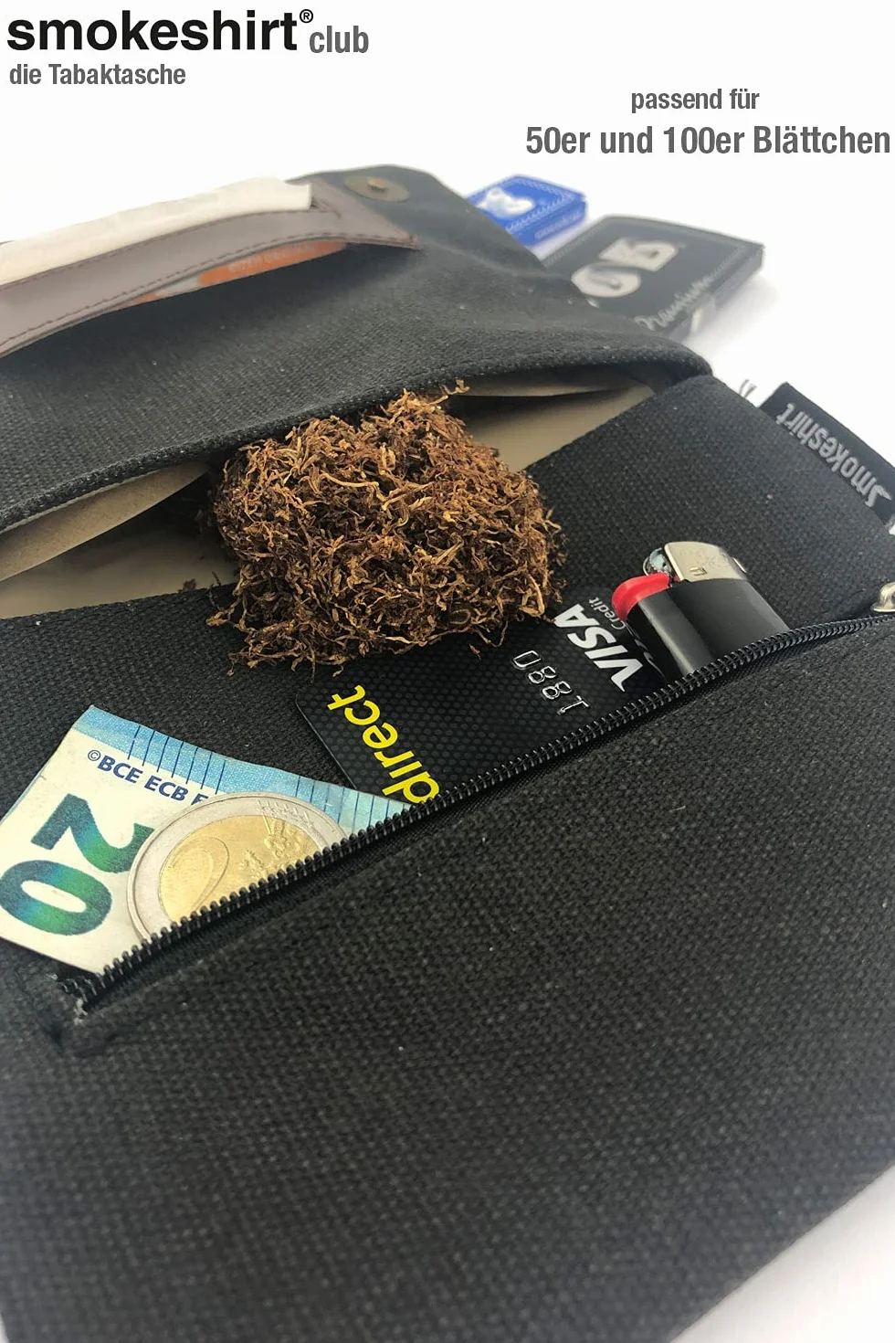 Smokeshirt Club torba na tytoń obrotowa płócienna czarna
