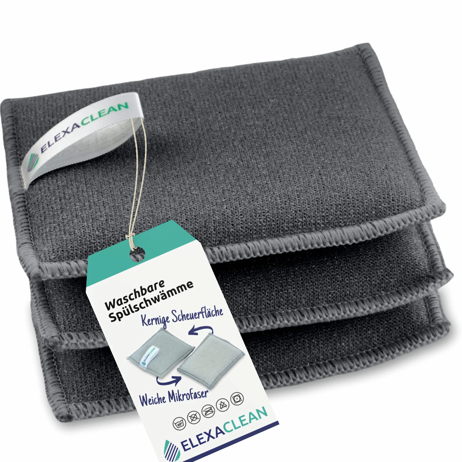 ELEXACLEAN gąbka kuchenna 3 szt. mikrofibra 12x10 cm antracyt