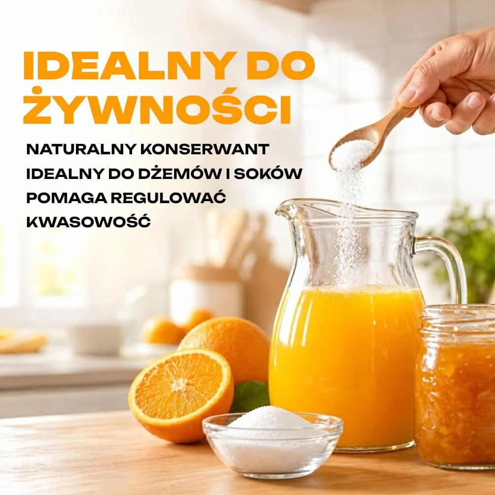 GiDeli Kwas Cytrynowy 2x1kg - E330 Jakość Spożywcza w Proszku - Regulator Kwasowości Idealny do Czyszczenia, Odkamieniania, Pieczenia i Gotowania - Produkt Naturalny bez GMO