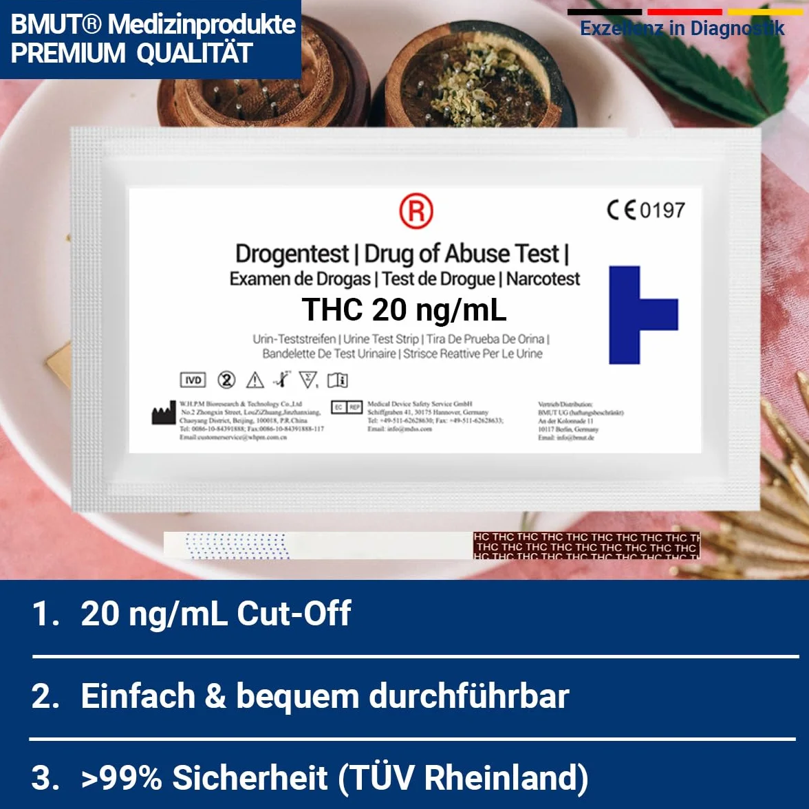 10 x THC test narkotykowy na mocz | 20 ng/ml | test moczu | paski testowe (jakość apteczna)