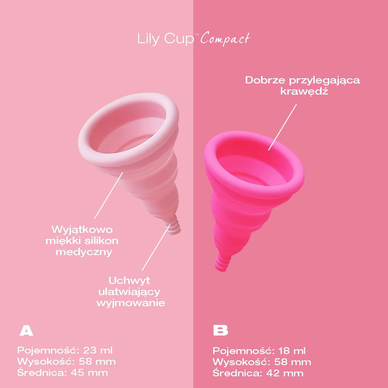 Intimina Lily Cup Compact Rozmiar B – mały, miękki kubek menstruacyjny z kompaktową konstrukcją, kompaktowy, mistrzostwo
