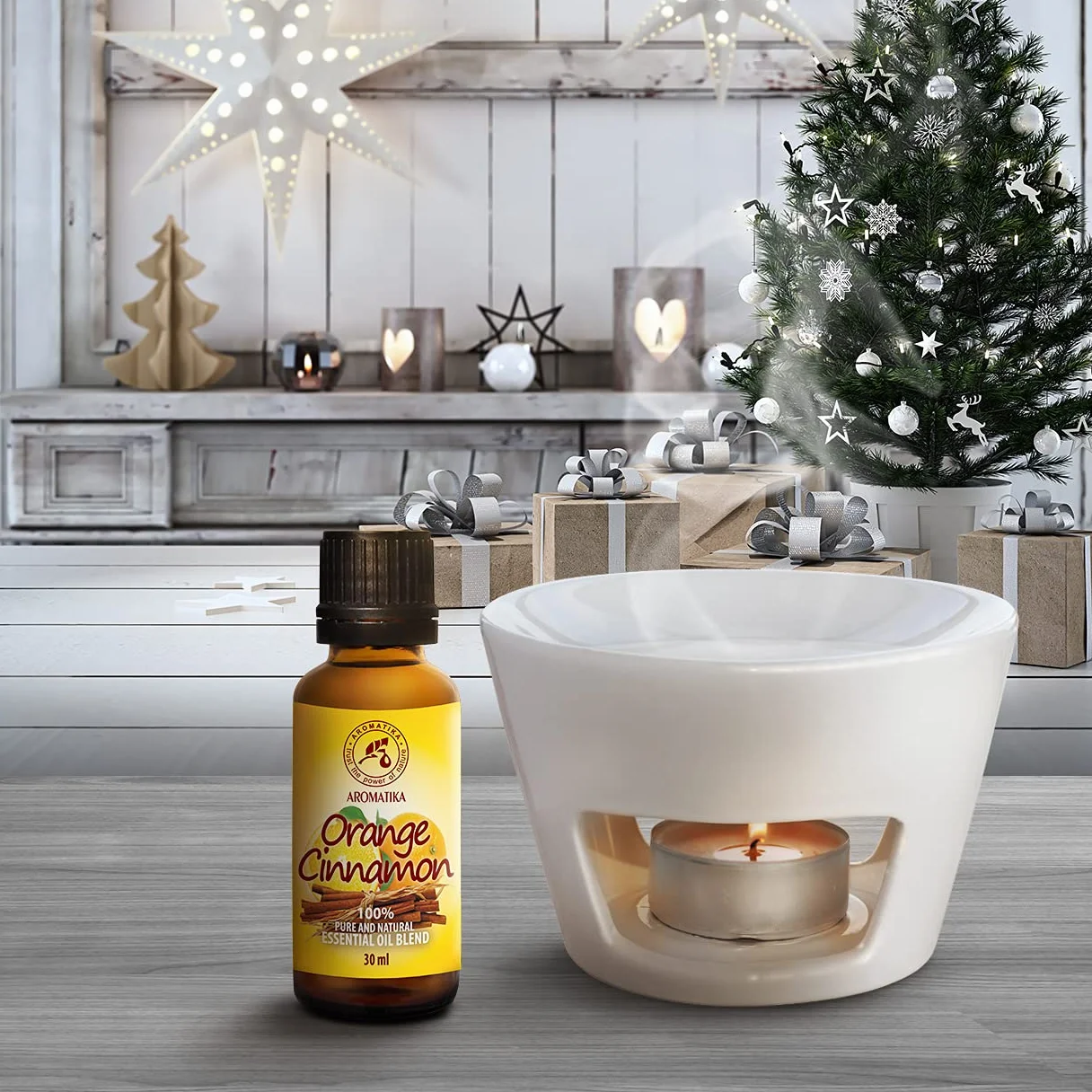 Fragrance Oil Blend 30ml - The Mix Natural Essential Cinnamon - Orange Oils - Best for Aromatherapy - Oil Burner - for Calming - Beauty - Relaxation - Glass Bottle