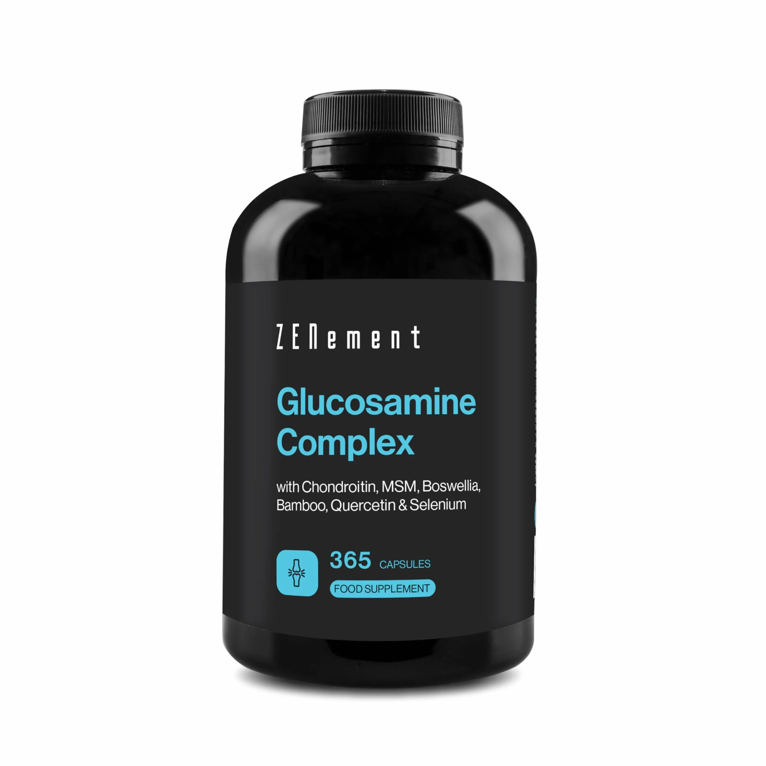 Glucosamine Complex with Chondroitin, MSM, Boswellia, Bamboo, Quercetin & Selenium - 365 Capsules, Non-GMO - Zenement