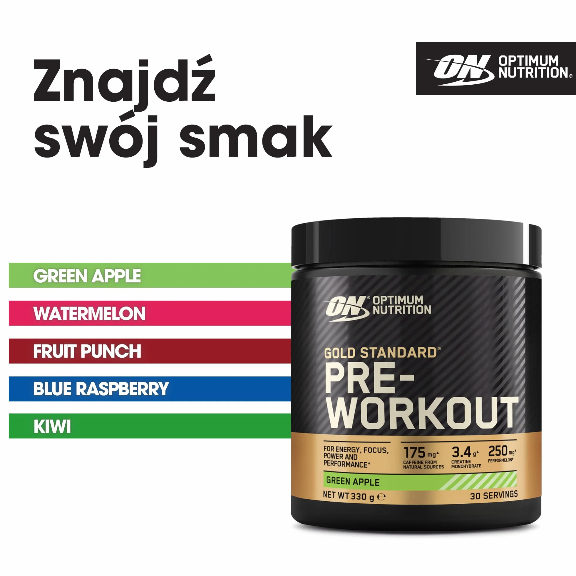 Optimum Nutrition Gold Standard odżywka przedtreningowa Green Apple 30 porcji 330 g