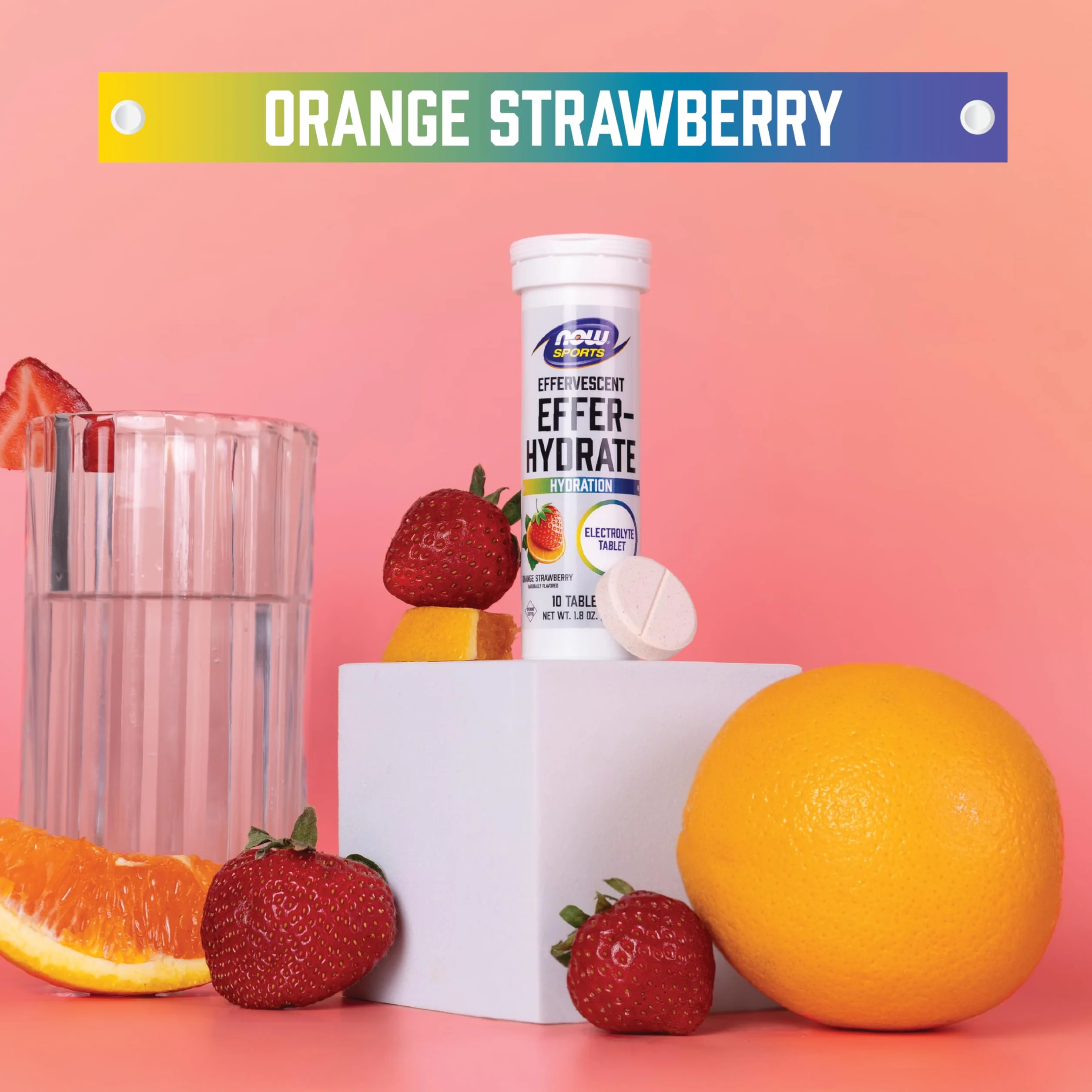 Now Foods Effer-Hydrate (10 serv) Orange Strawberry - Przed i po treningu - Po treningu