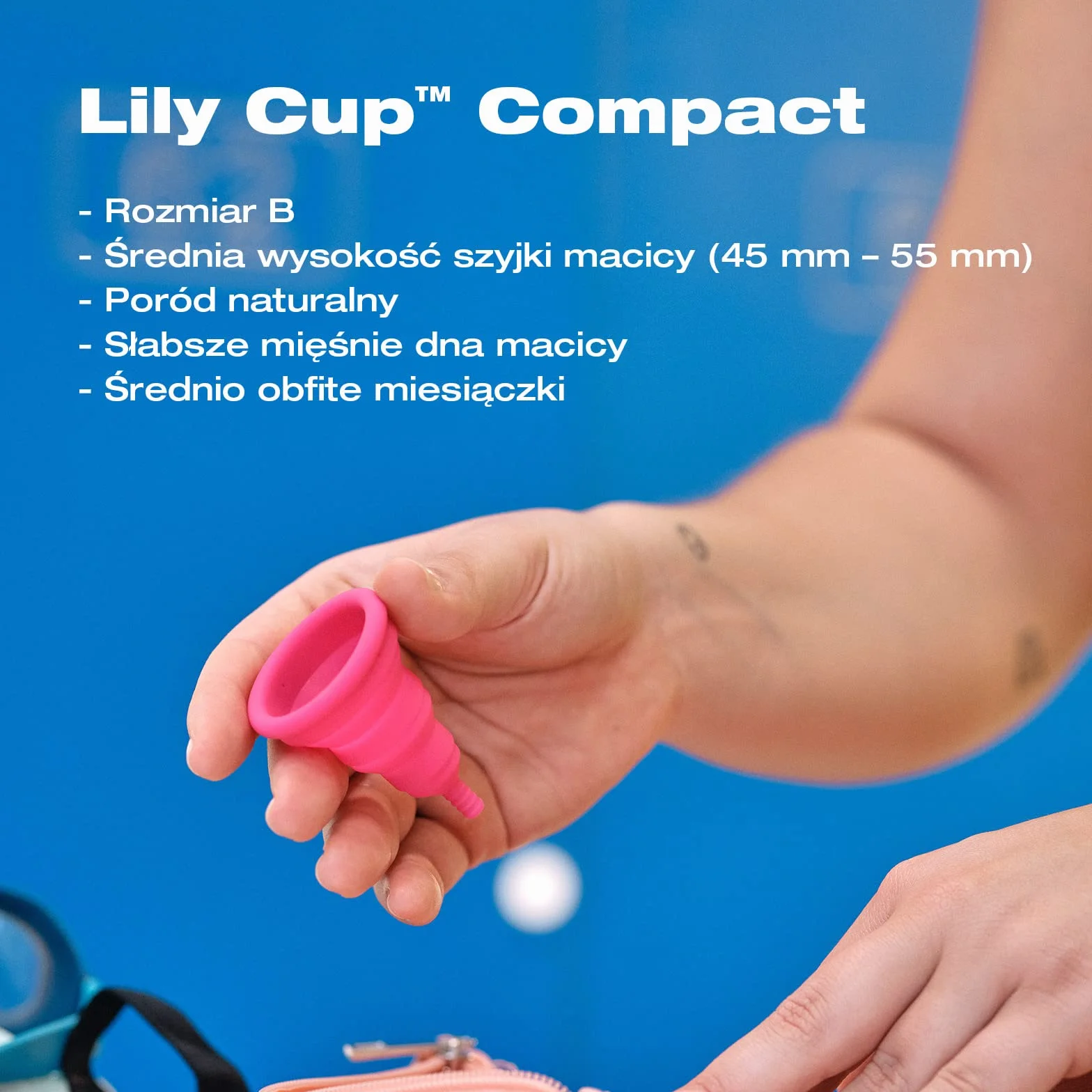 Intimina Lily Cup Compact Rozmiar B – mały, miękki kubek menstruacyjny z kompaktową konstrukcją, kompaktowy, mistrzostwo