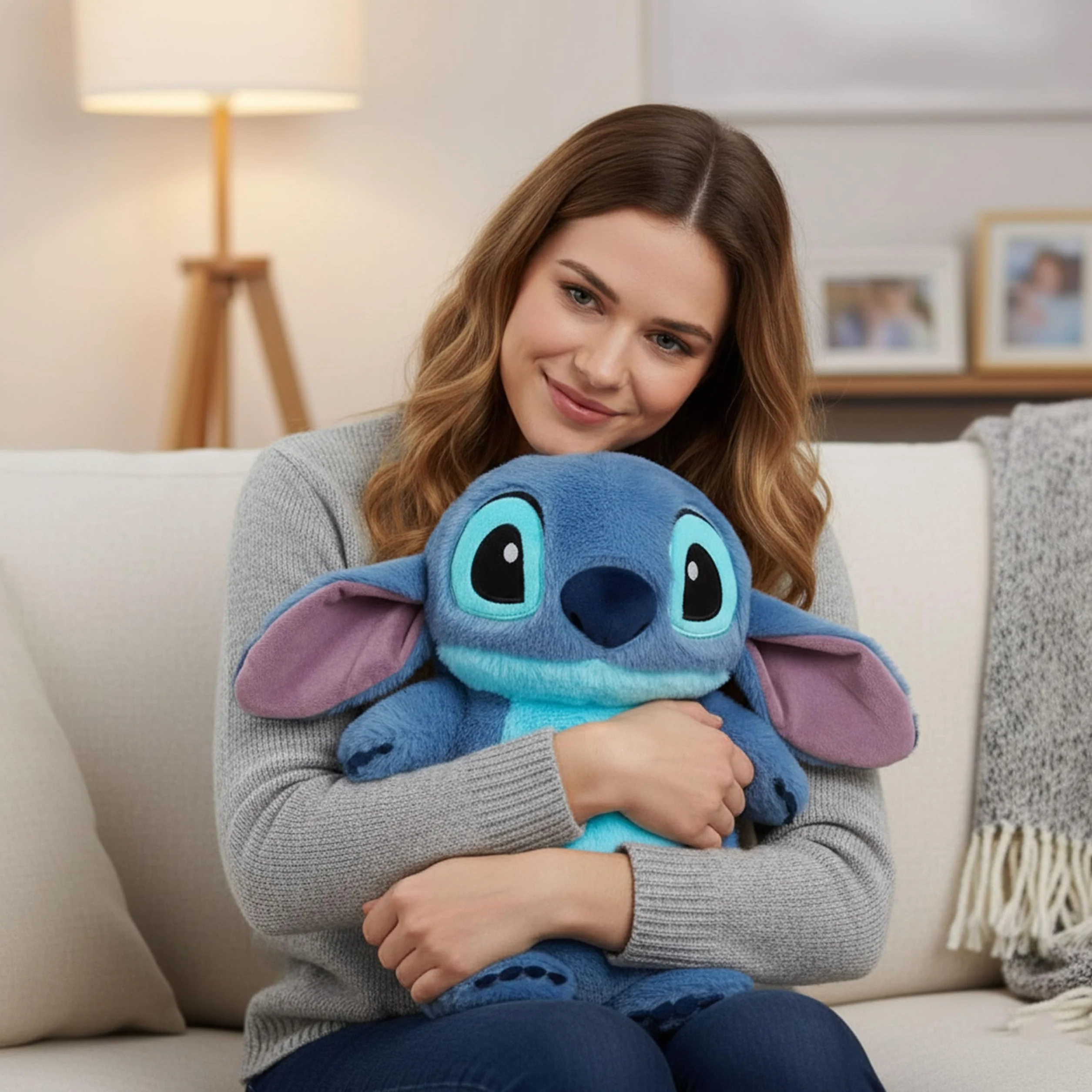 DISNEY Stitch Gumowy termofor 750 ml z miękką poszewką